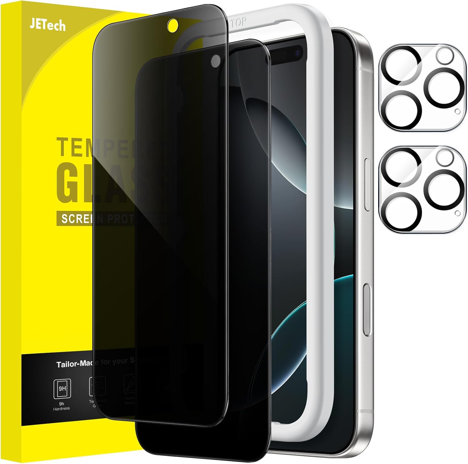 JETech Privacy Screen Protector for iPhone 16 Pro 6.3-Inch with Camera Lens Prot...