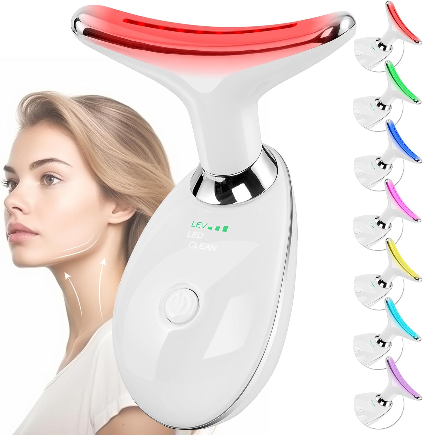 Facial Massager Red-Light-Therapy-for-Face and Neck, Face 𝖲 culpting Wand with 7...