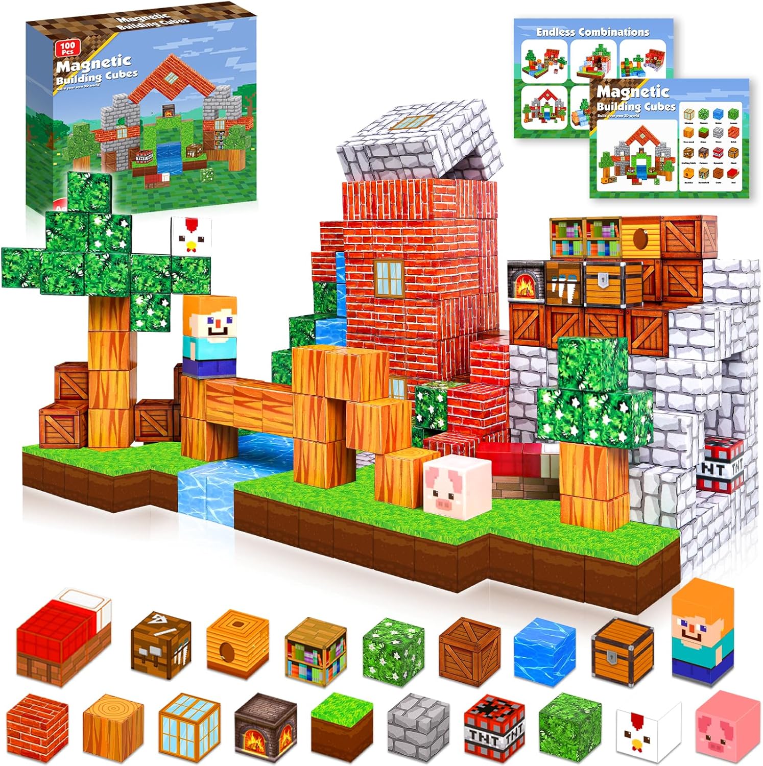 Goody King Magnetic Blocks |100PCS Magnetic Building Cube Game, Constructions To...