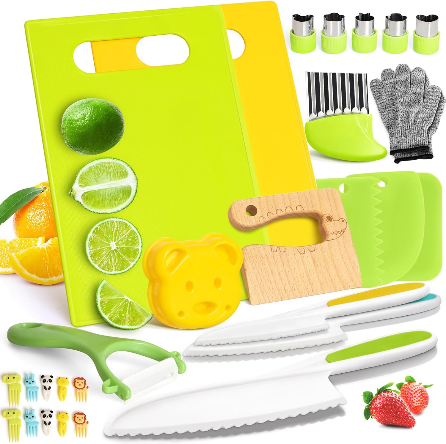 28PCS Toddler Knife Set - Kids Knifes for Real Cooking, Montessori Kids Kitchen...