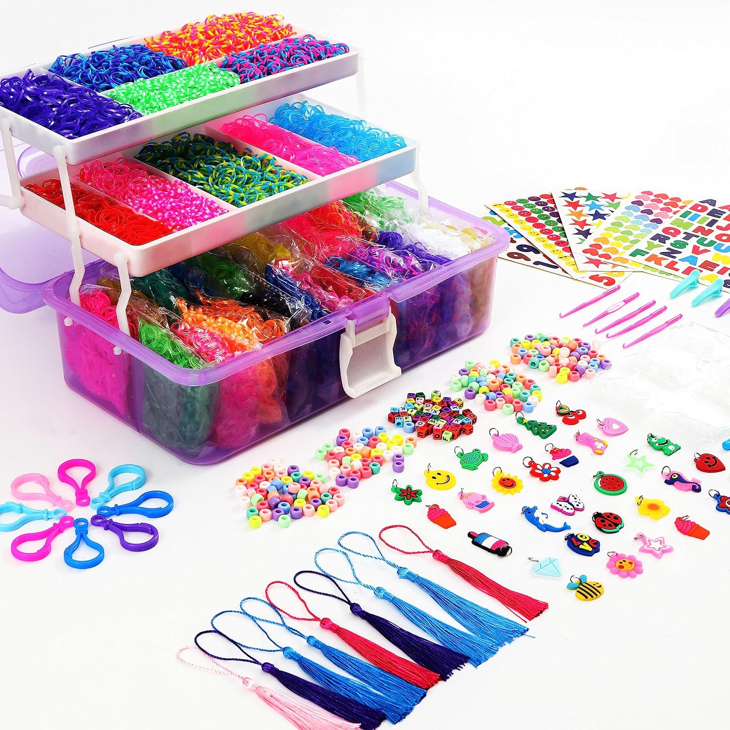 15000+ Rubber Loom Bands, Mega Rubber Bands Bracelet Kit,Loom Bracelet Making Ki...