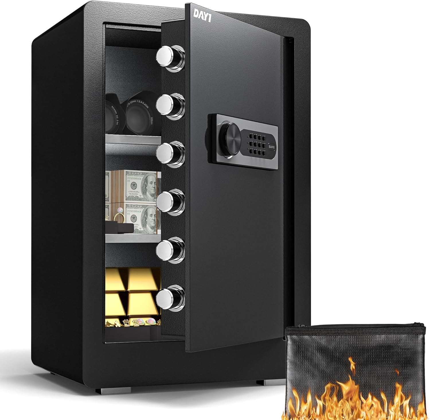 DAYI Safe Box, 3.0 Cubic Feet Home Safes with Fireproof Waterproof Bag, Security...