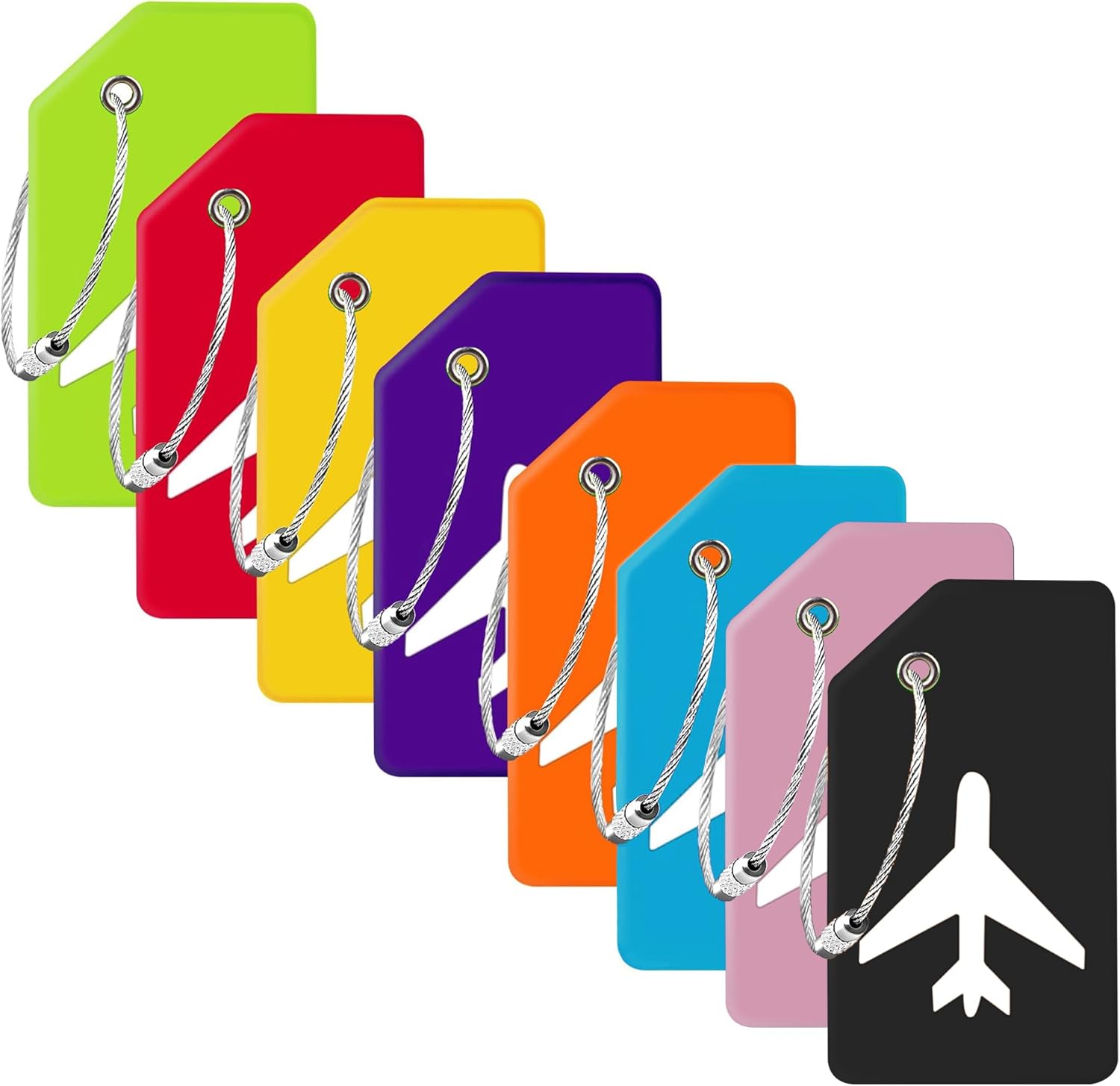8 Pack Silicone Luggage Tag for Suitcases with Stainless Loop, TSA Approved, Pri...