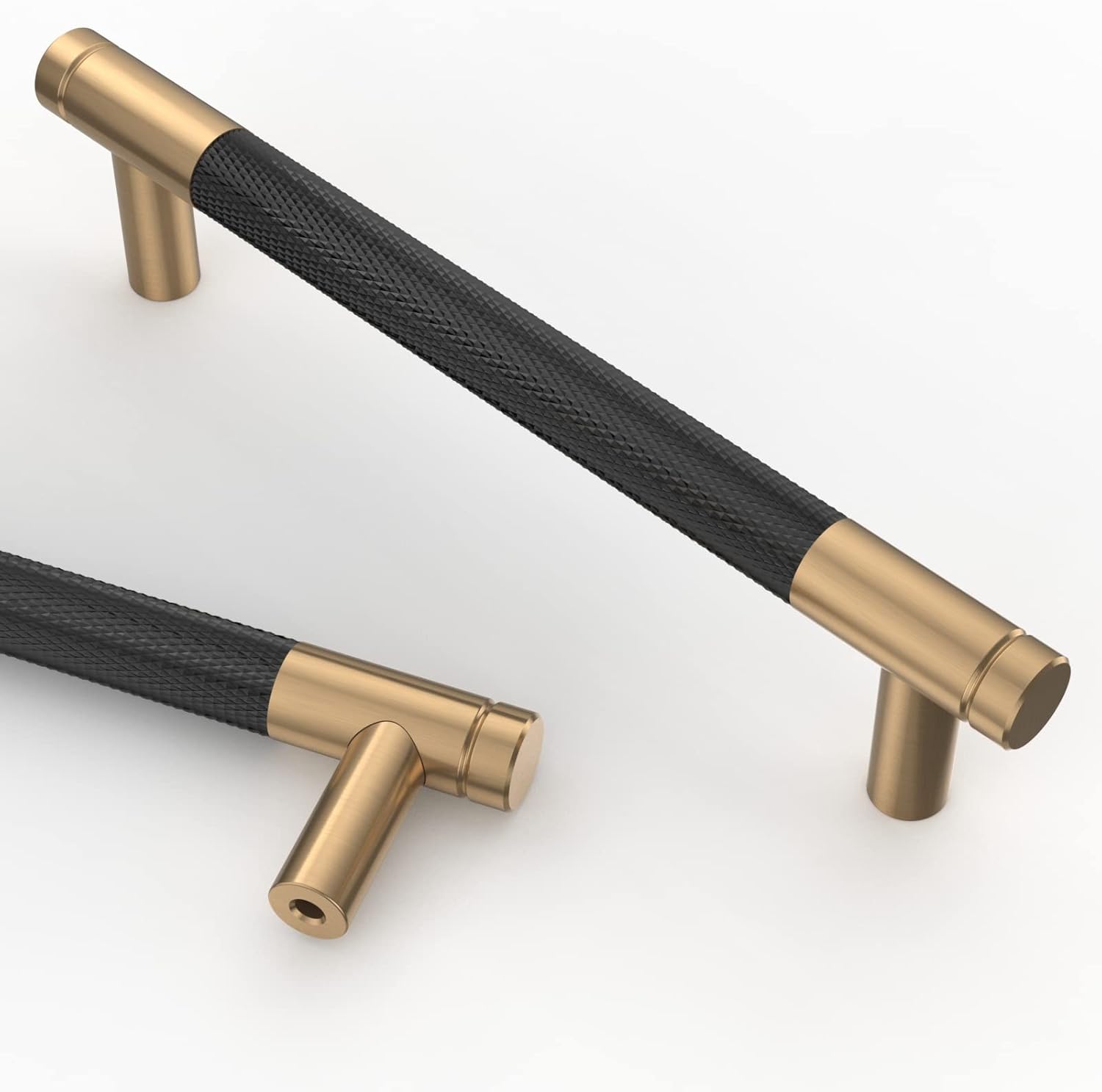 Asidrama 10 Pack 5 Inch(128mm) Matte Black and Champagne Bronze Cabinet Pulls Kn...