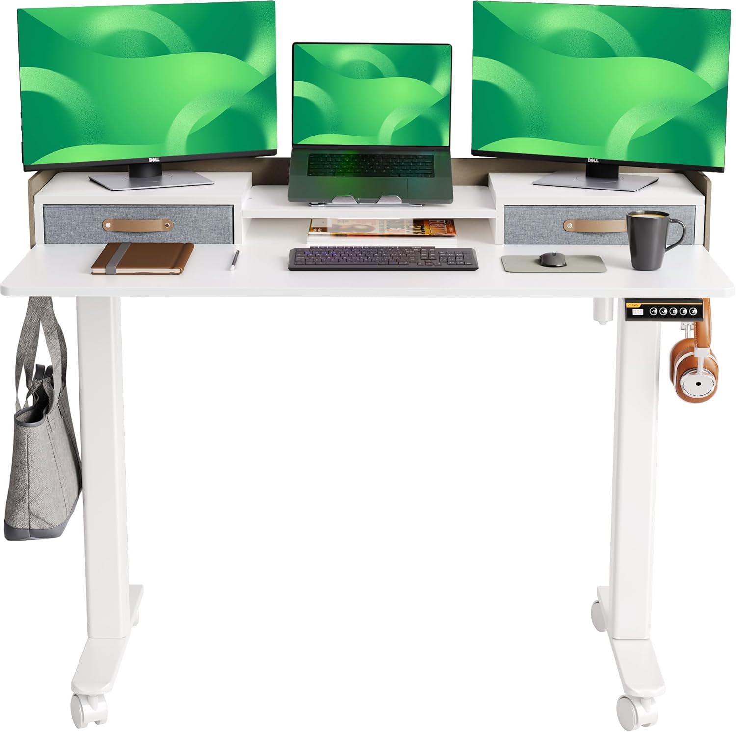 Standing Desk with Drawers, Stand Up Electric Standing Desk Adjustable Height, S...