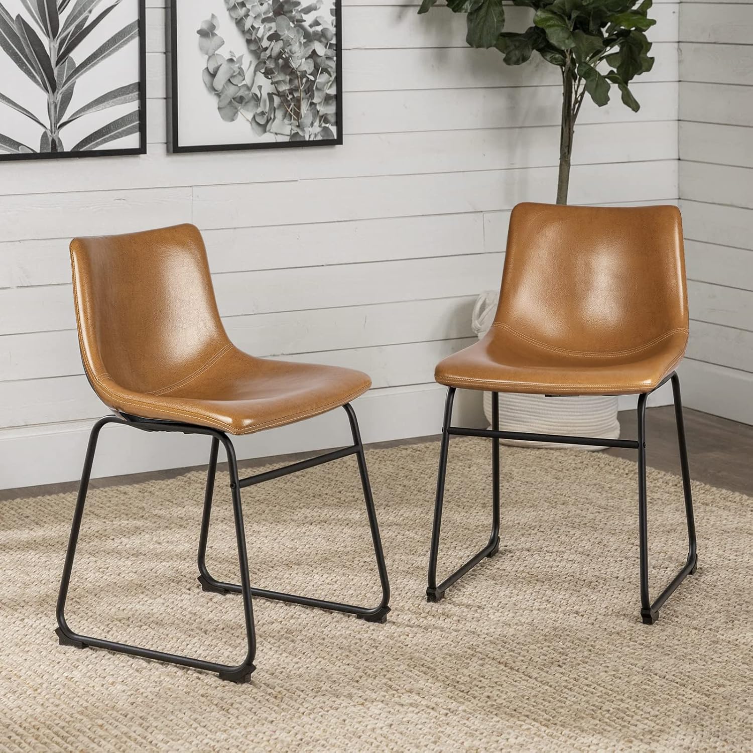LEMBERI Faux Leather Dining Chairs Set of 2, 18 Inch Modern Kitchen & Dining Roo...