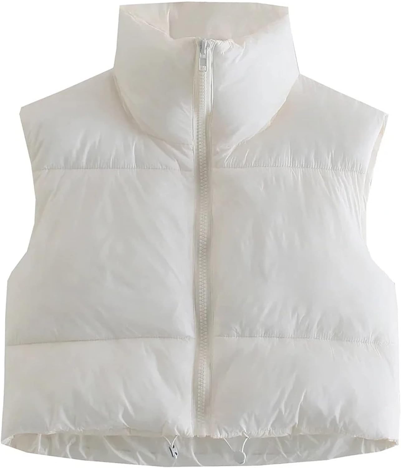 Hixiaohe Women's Winter Crop Vest Puffer Lightweight Stand Collar Padded Vest Zi...