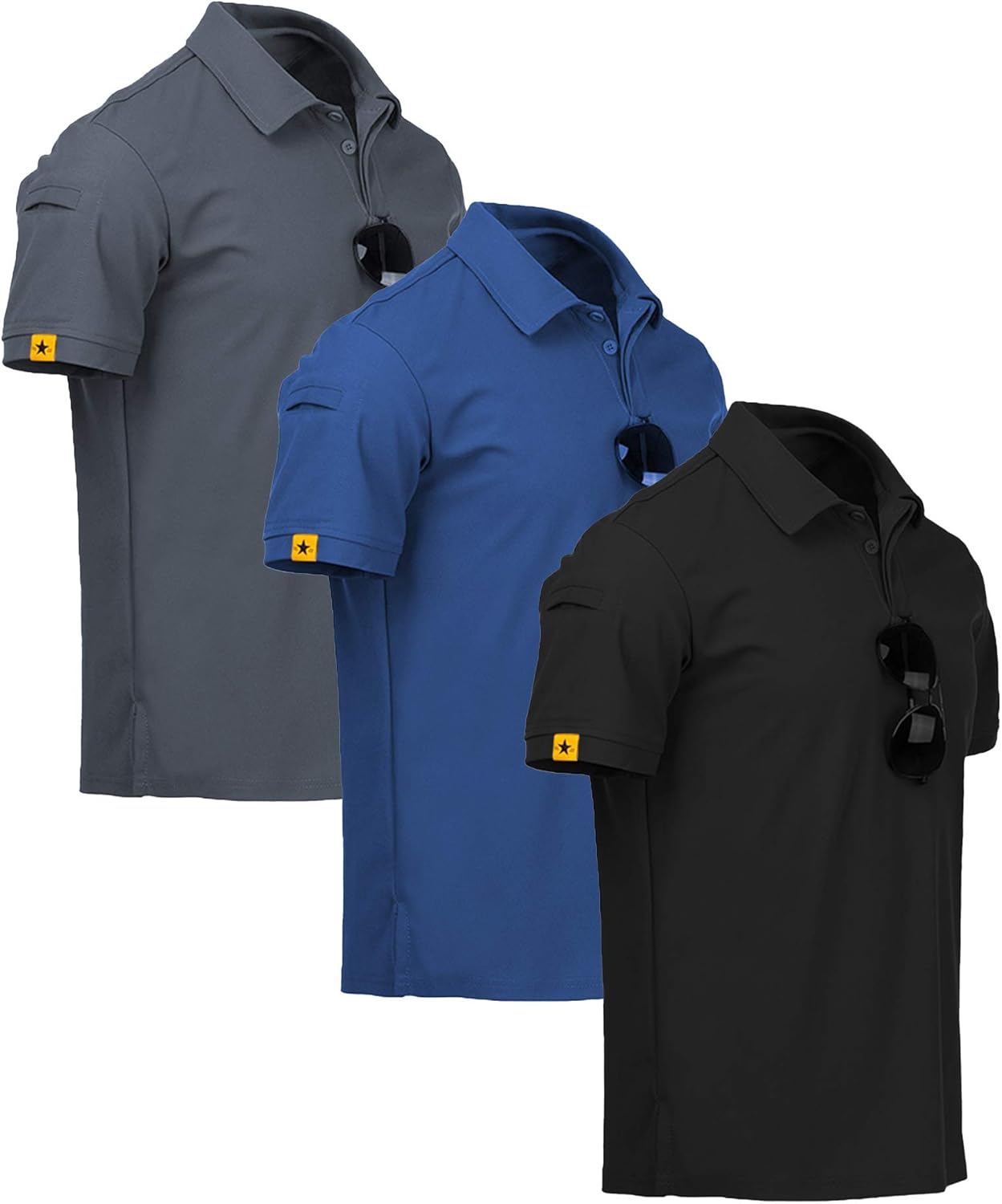 ZITY 3 Pack Mens Polo Shirt Short Sleeve Sports Performance Business Casual Golf...