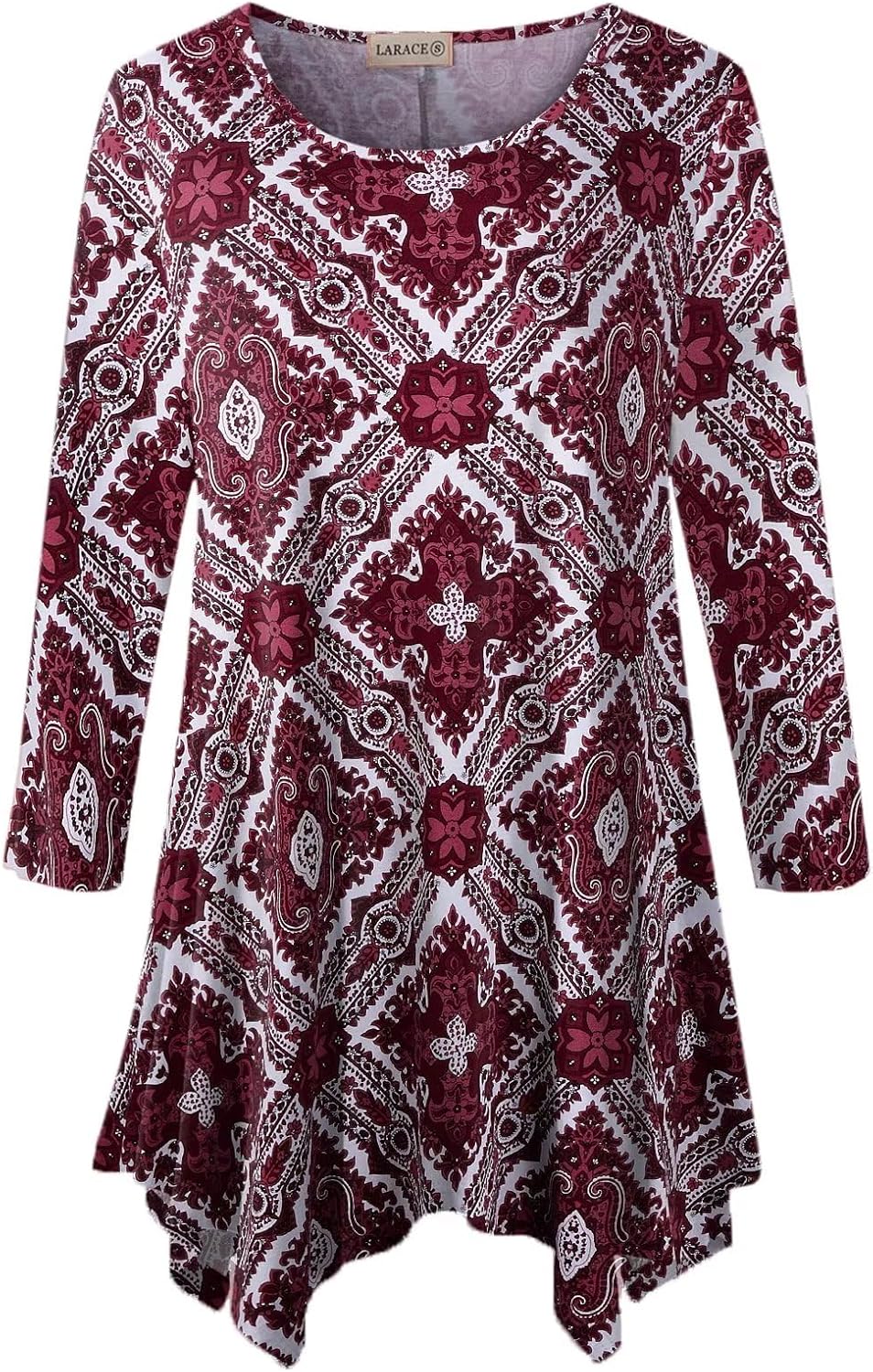 LARACE Plus Size Tops for Women 3/4 Sleeve Shirts Tunic Tops Loose Fit Basic Lad...