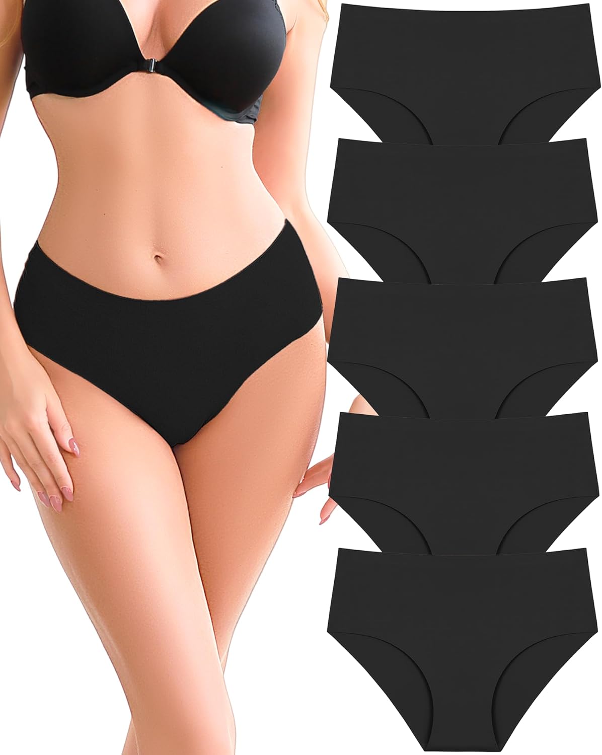 UNDER THE SEA Seamless Underwear for Women Mid Rise Brief Sexy No Show Bikini Pa...