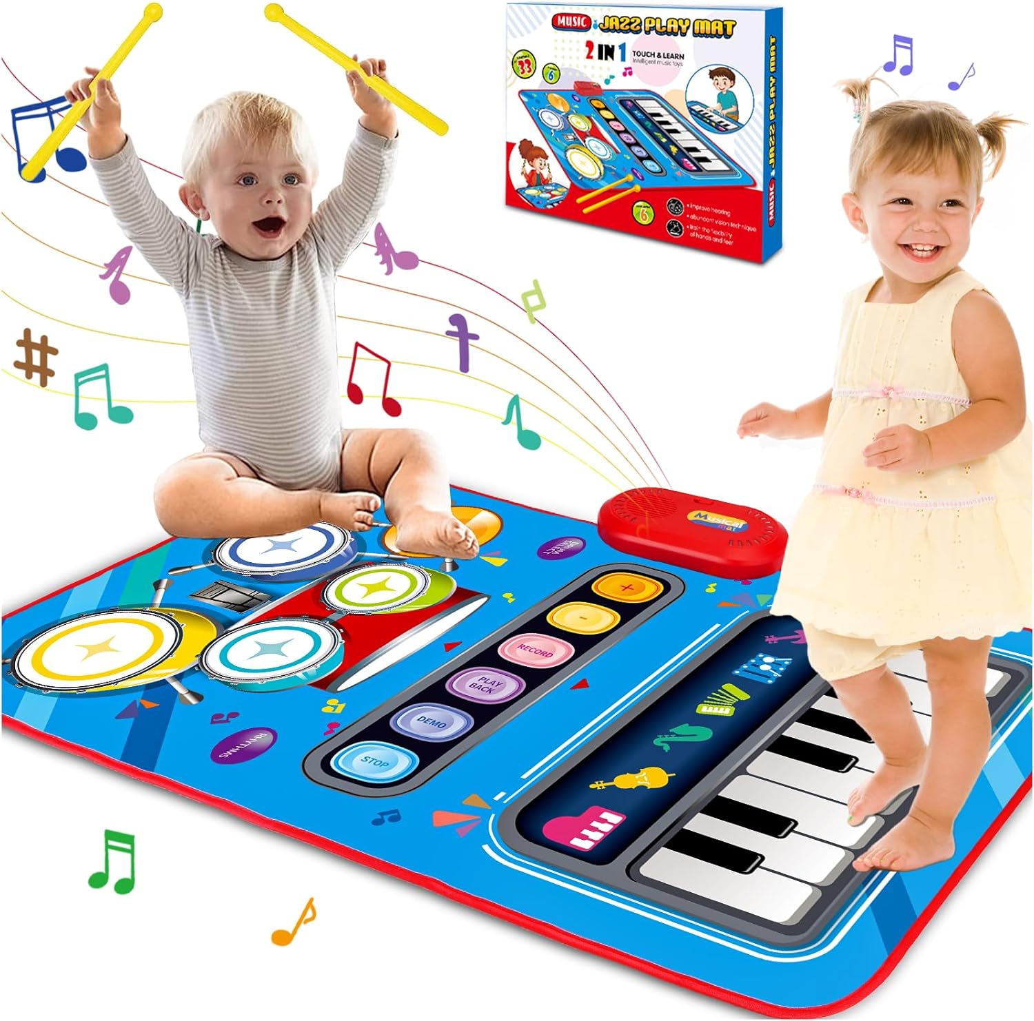 Baby Toys for 1 Year Old: Baby Musical Mat Toddler Toys Age 1-2 - 2 in 1 Piano D...