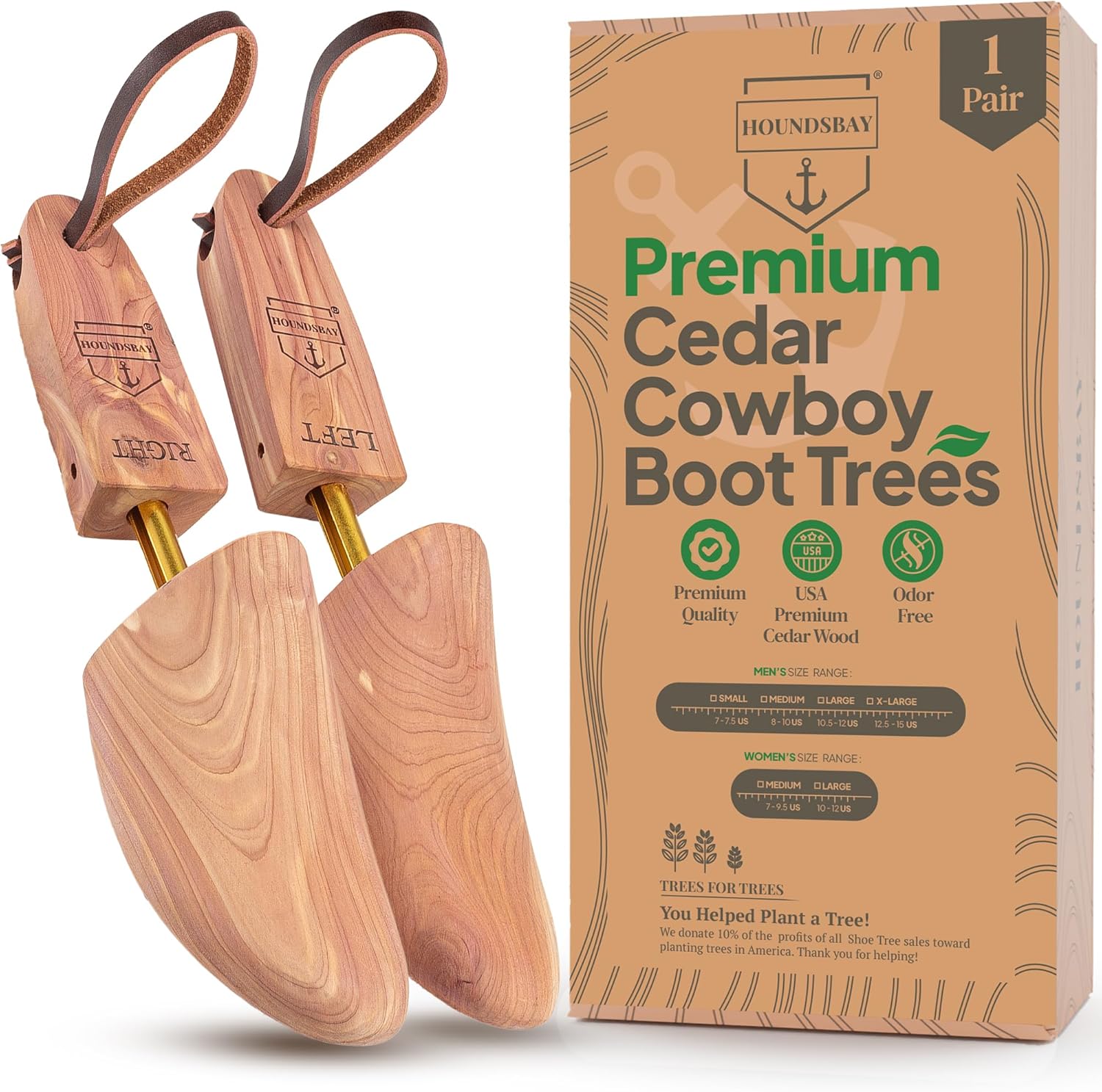 HOUNDSBAY Western Cedar Boot Tree for Cowboy Boots and Western Boots for Men and...