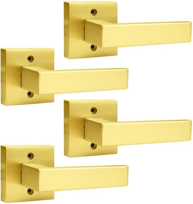 Probrico Brushed Gold Dummy Door Handle Interior Door Levers Square Single Non-T...