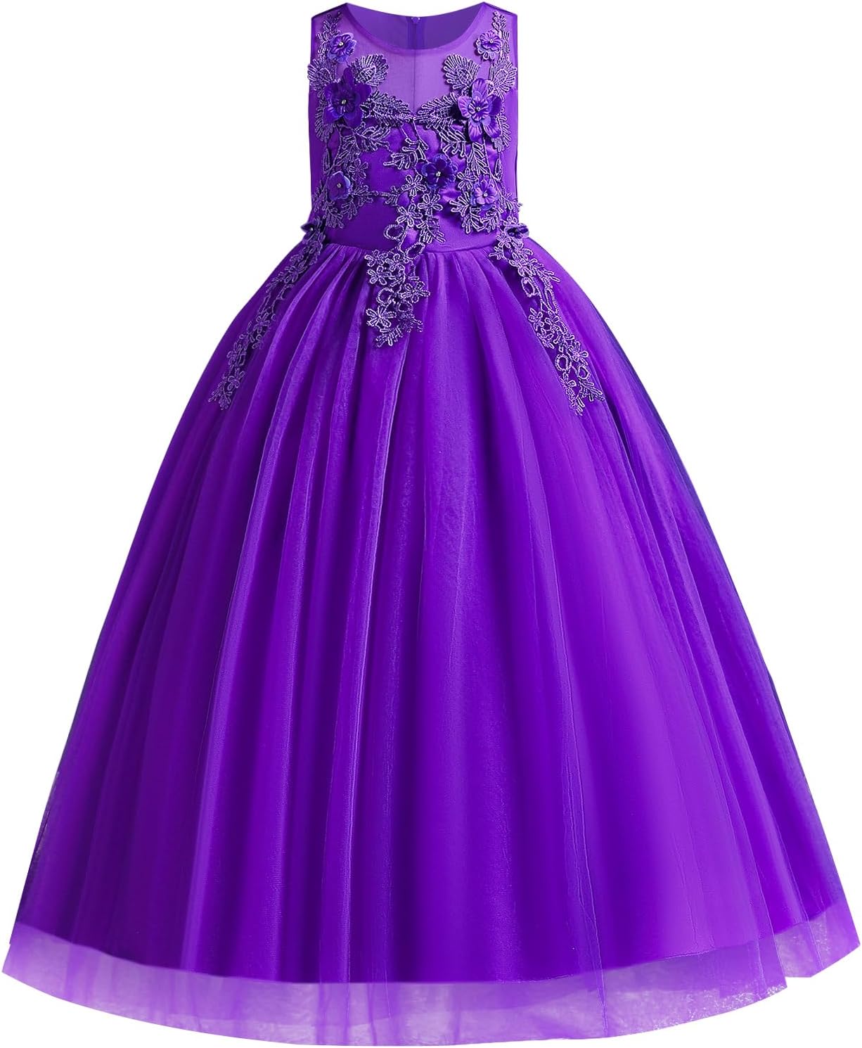 Little Big Girl Flower Tulle Dress Princess Pageant Birthday Party Wedding Forma...