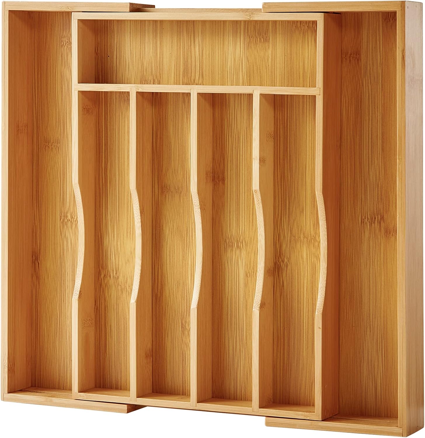 Expandable Bamboo Kitchen Drawer Organizer for Cutlery and Utensils, Adjustable...