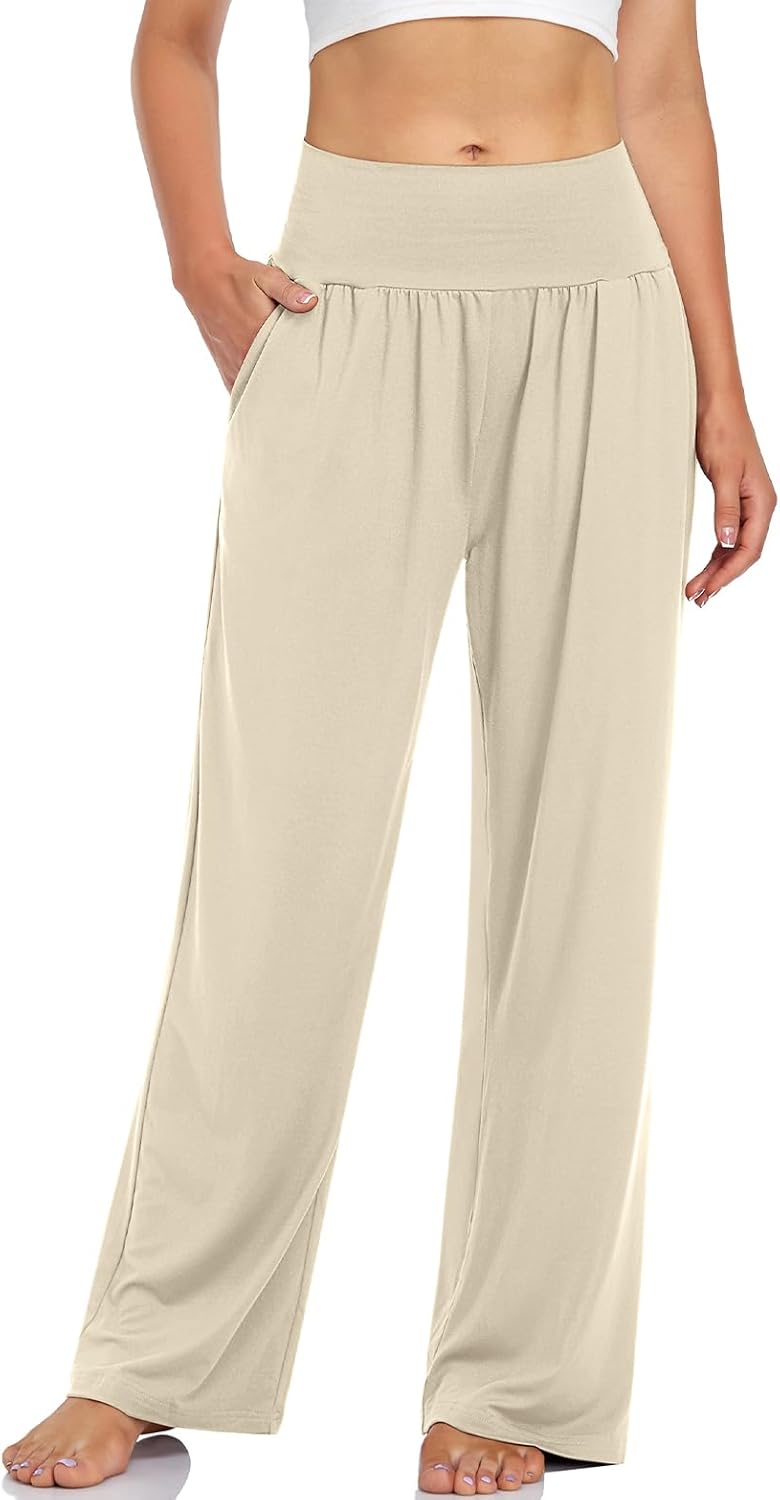 UEU Women's Casual Loose Wide Leg Cozy Pants Yoga Sweatpants Comfy High Waisted...