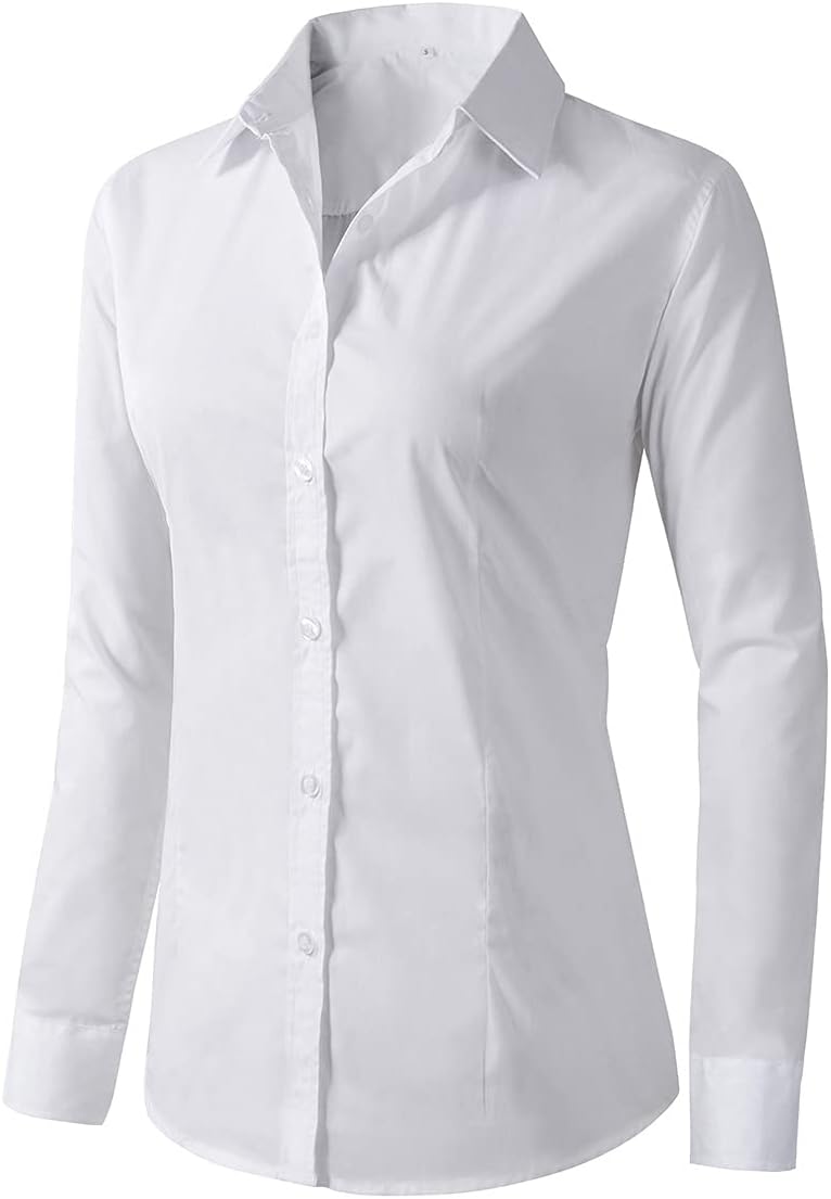 Beninos Women's Formal Work Wear White Simple Shirt Large White