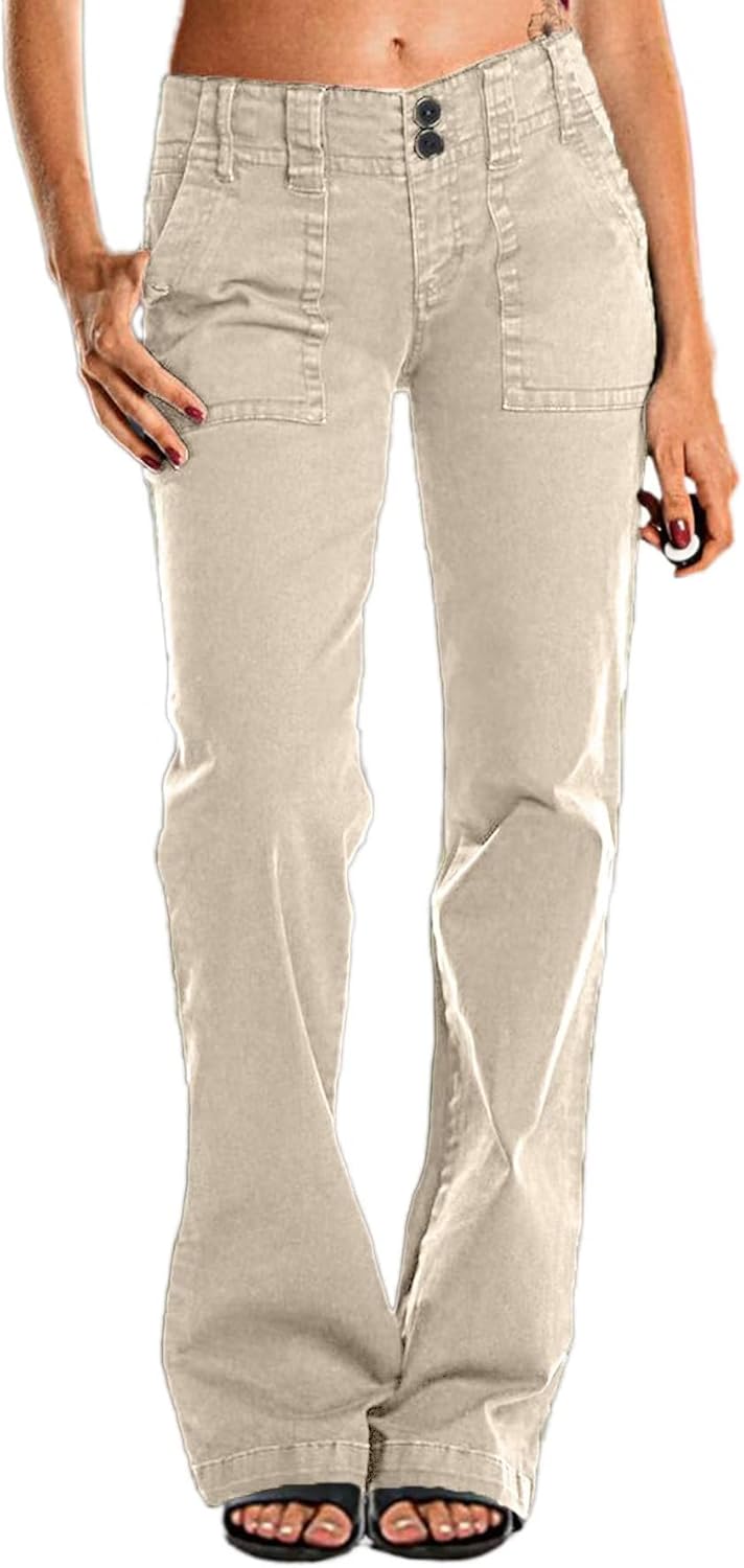Flamingals Women's Wide Leg Jeans Mid Waist Flare Jeans for Women Straight Leg C...
