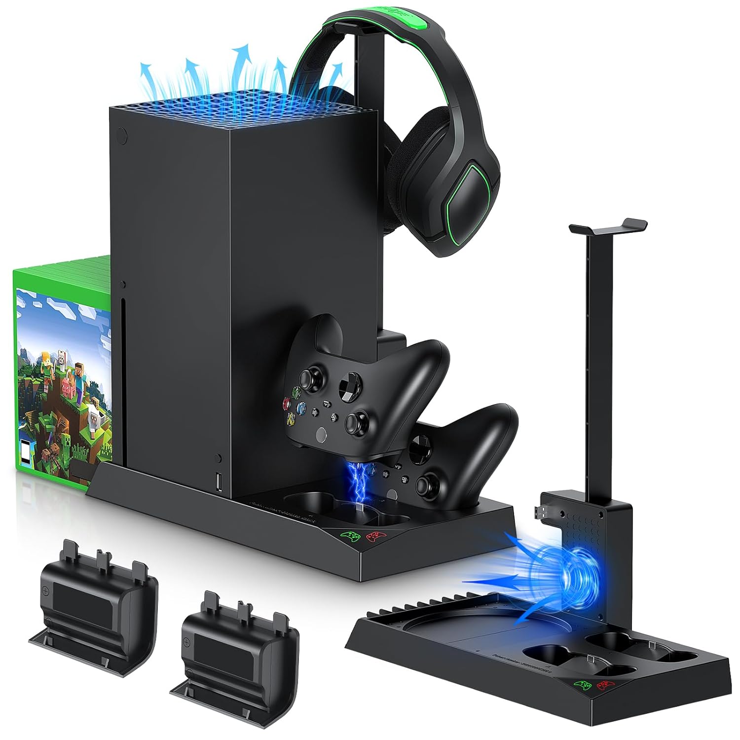 MENEEA Cooling Fan & Charging Stand for Xbox Series X Console and Controller,Ver...