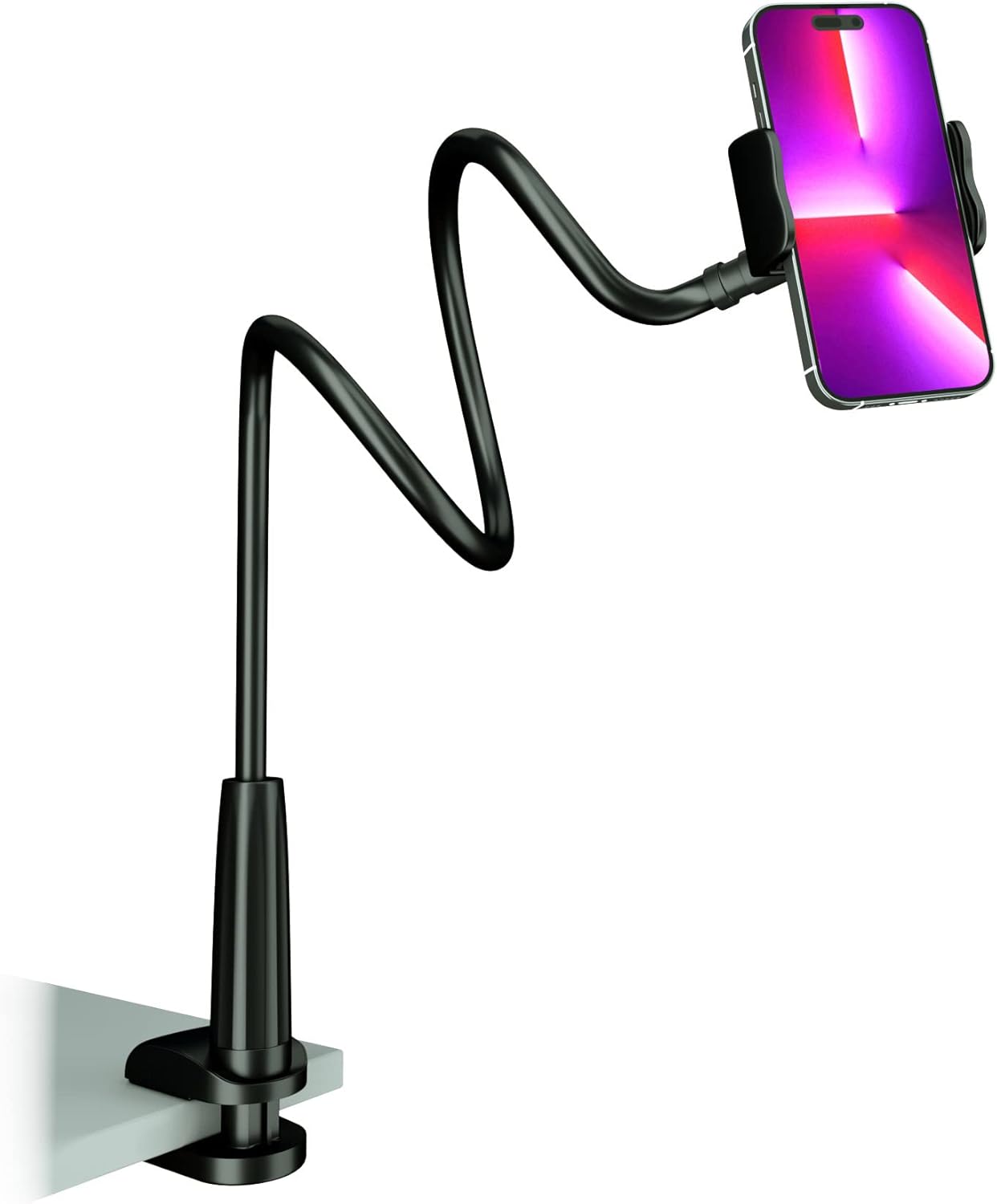 Cell Phone Clip Bed Stand Holder, with Grip Flexible Long Arm Gooseneck Bracket...