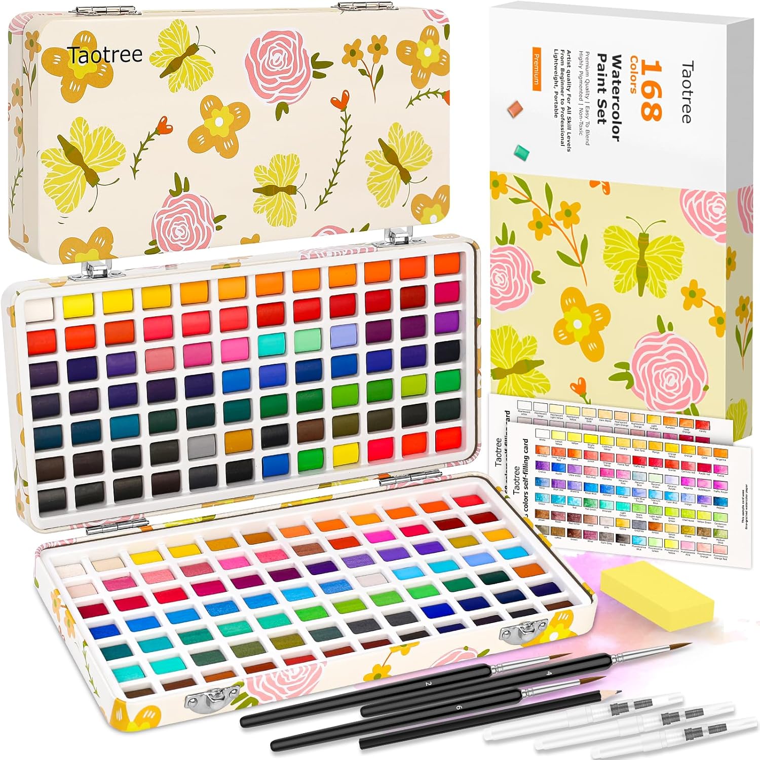 Taotree Watercolor Paint Set 168 Colors, Art Supplies Watercolors Kit Travel Wat...