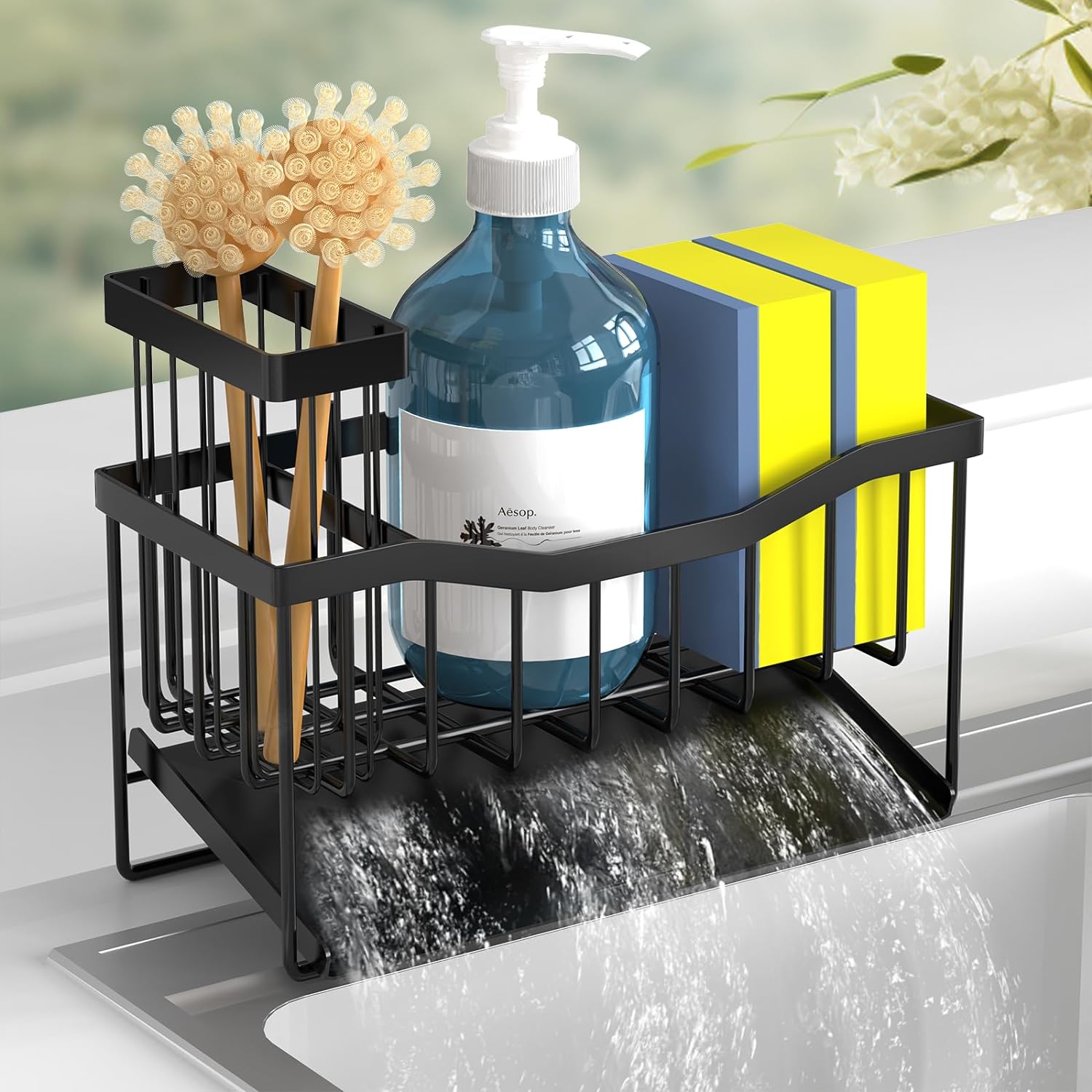 Maifan Sink Caddy Sponge Holder for Kitchen Sink with Brush Holder and Stainless...