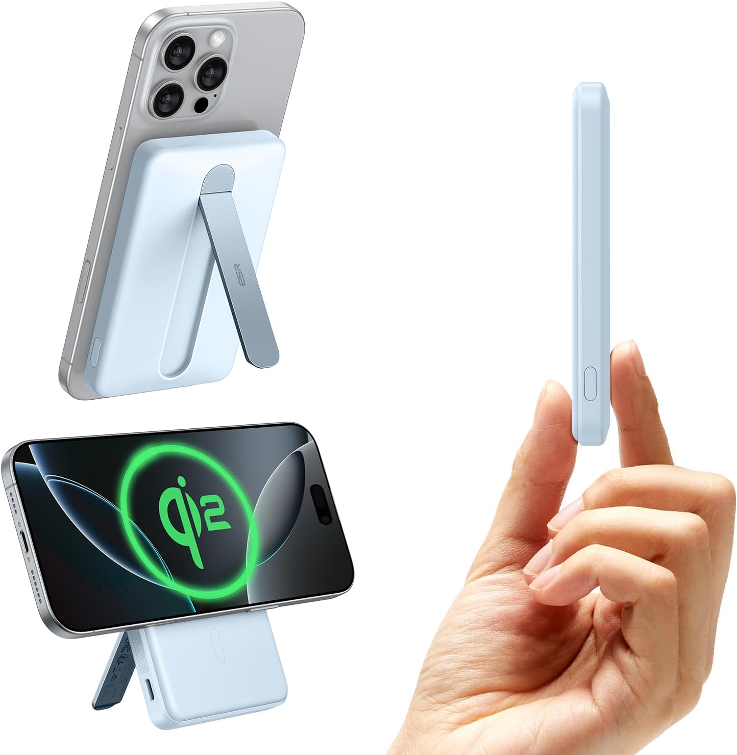 ESR for MagSafe Power Bank, Kickstand 5,000mAh MagSafe Portable Charger 0.6 in,...