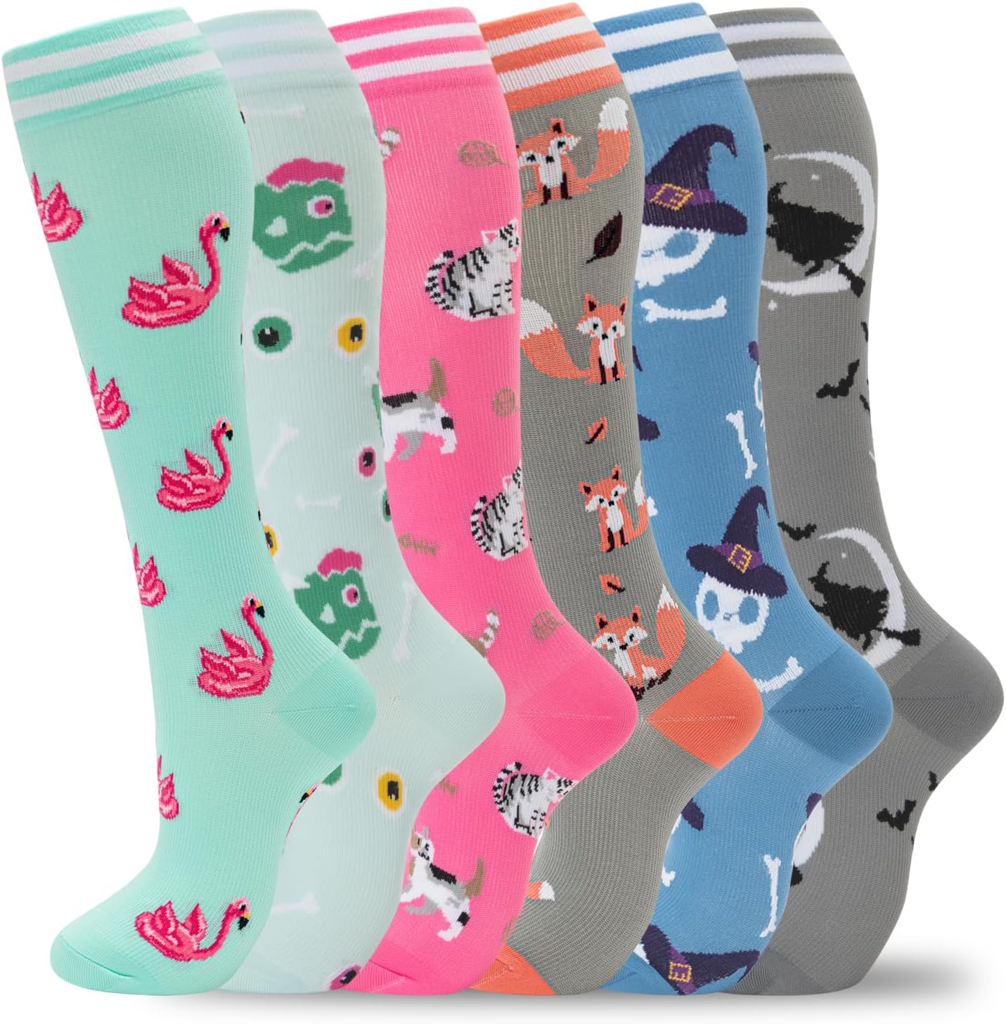fenglaoda Compression Socks Women Men 6 Pairs, Knee High Best Support Circulatio...