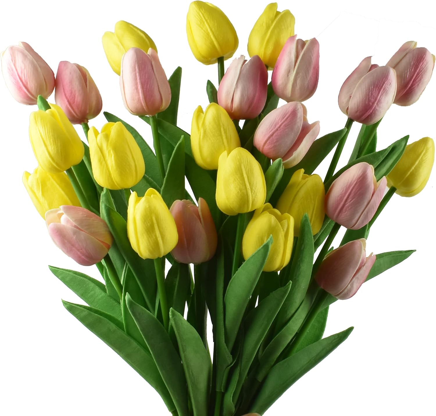 24pcs Artificial Tulips Flowers Fake Faux Tulip Bouquet Real Touch Flower Arrang...