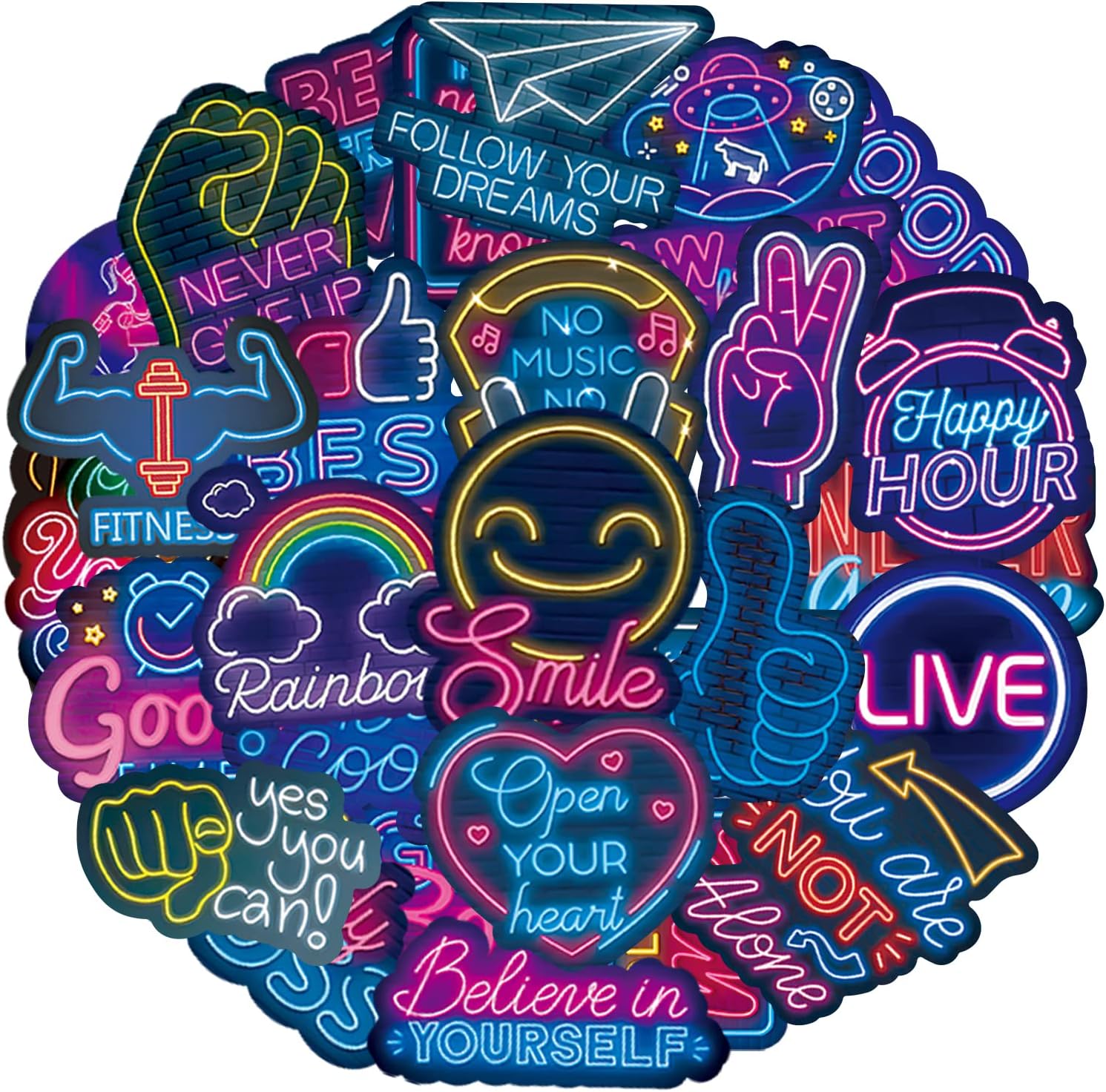 Motivational Stickers 100 Pcs Neon Inspirational Stickers, Positive Affirmation...