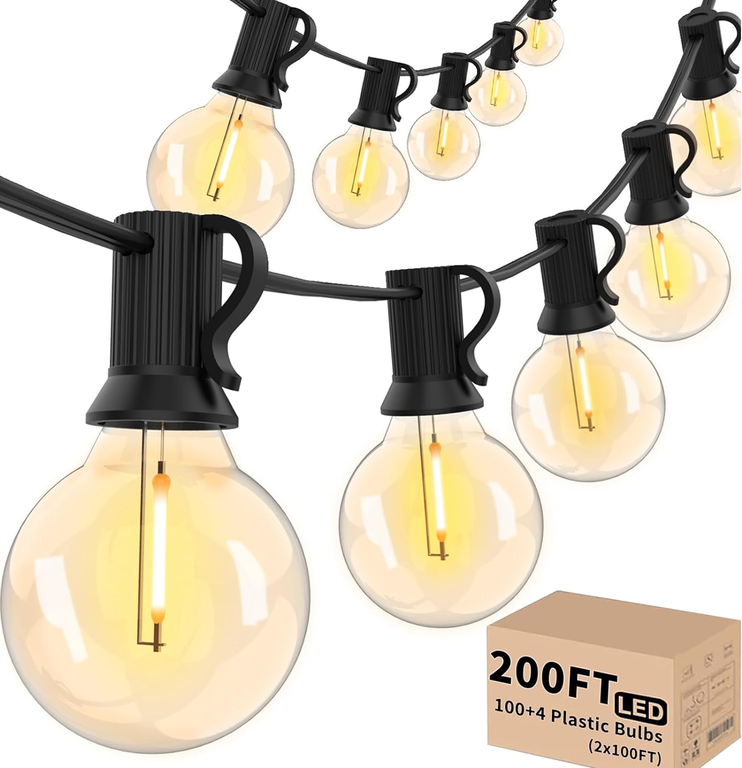 Svater Outdoor String Lights 200 FT, Patio Lights with 104 Shatterproof LED Bulb...