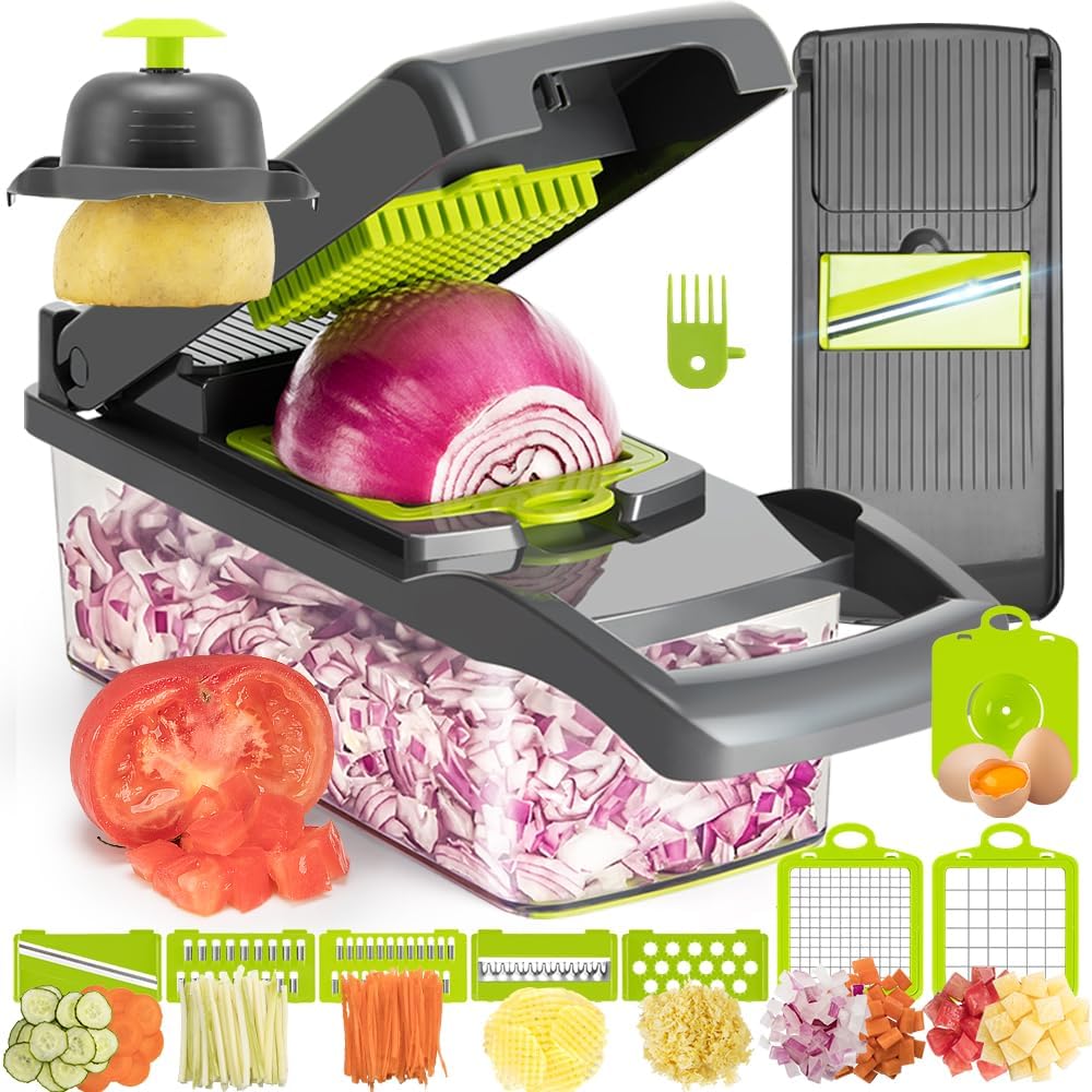 KEOUKE Vegetable Chopper 12in1 Veggie Chopper Slicer Cutter Food Dicer with Cont...