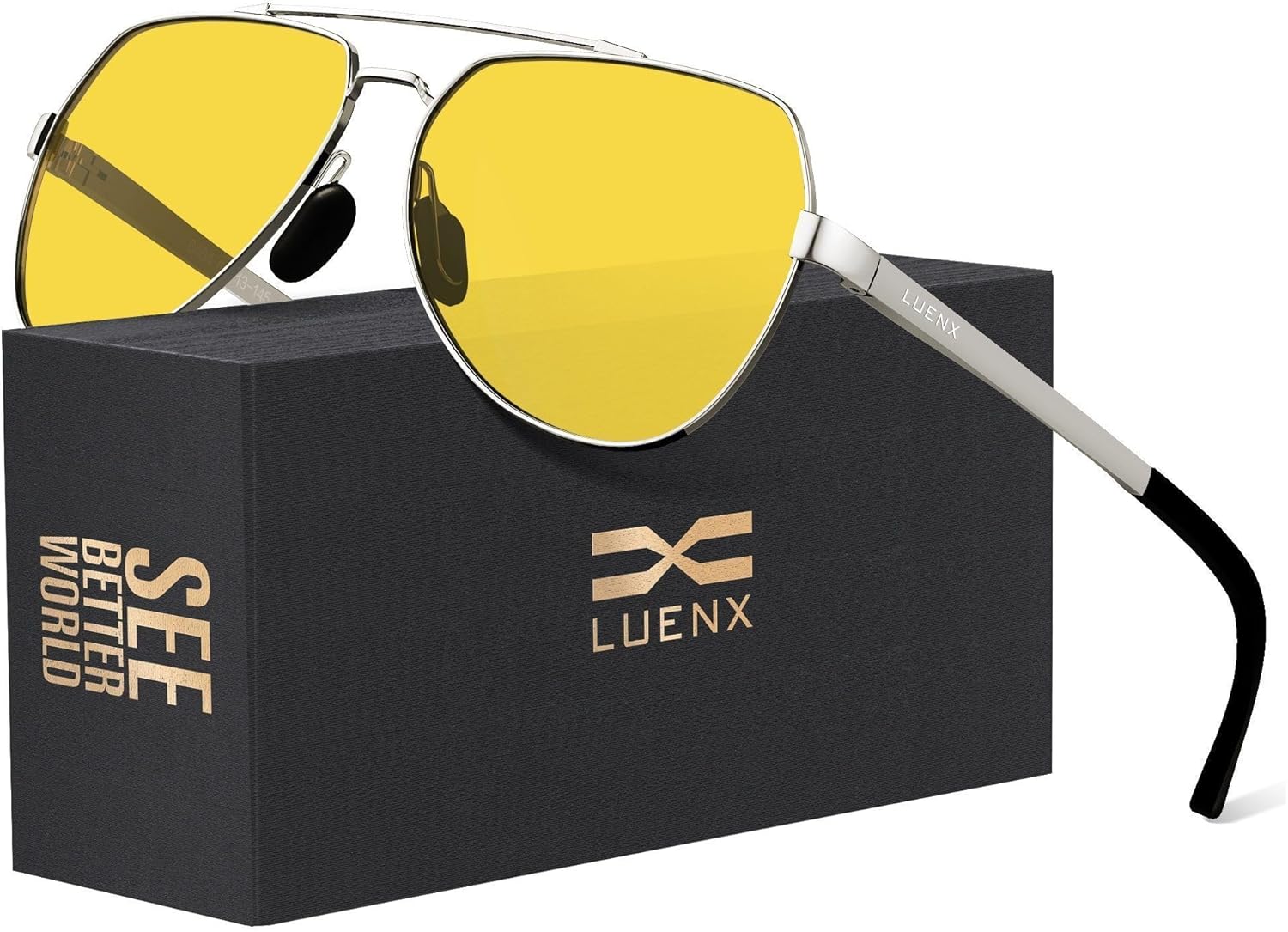 LUENX Aviator Sunglasses for Men Women Polarized New Shades Large Metal Frame -...