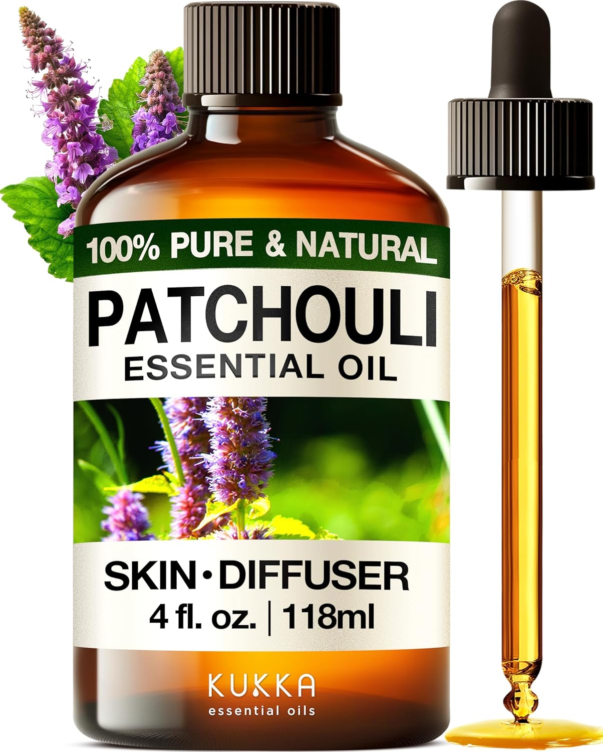 Kukka Patchouli Essential Oil for Skin & Diffuser - 4 Fl Oz - 100% Pure Natural...