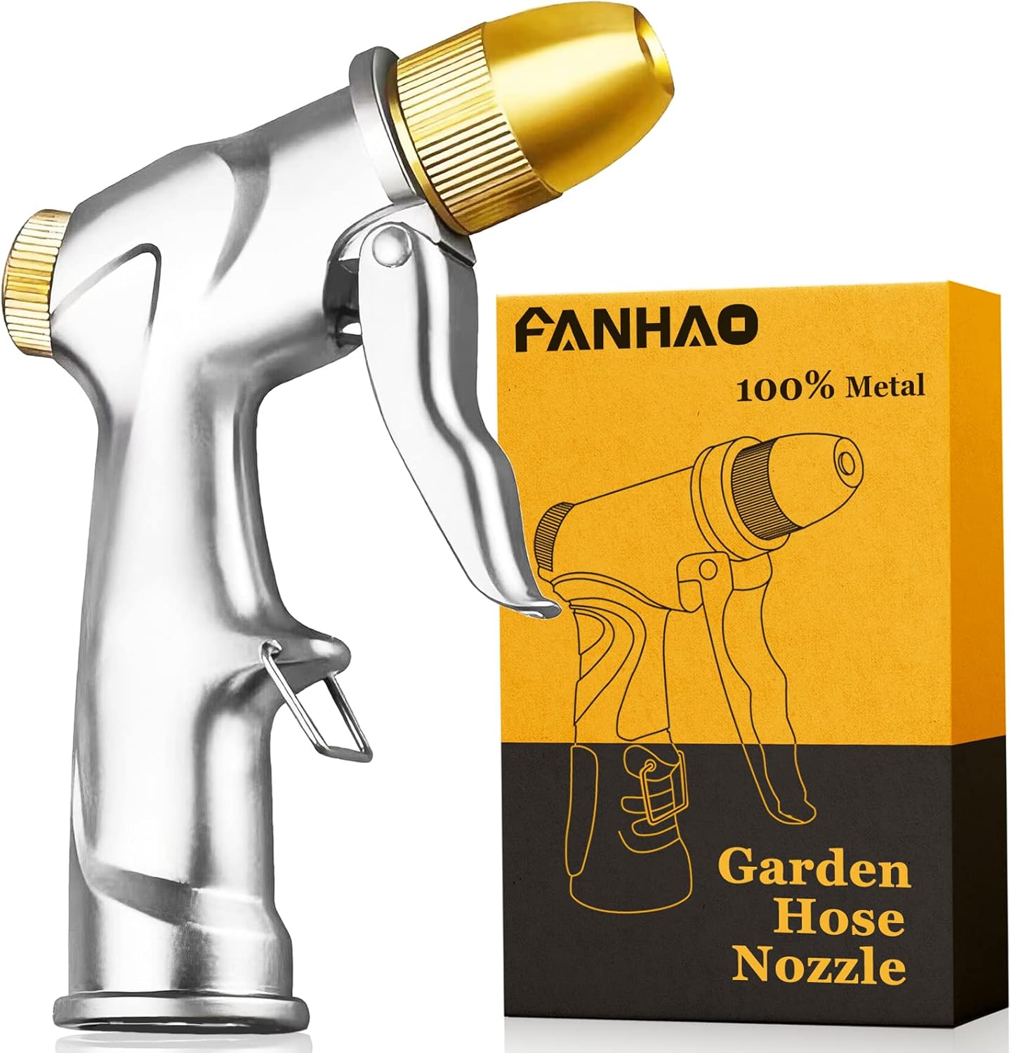 FANHAO Upgraded Garden Hose Nozzle Sprayer, 100% Heavy Duty Metal Handheld Water...