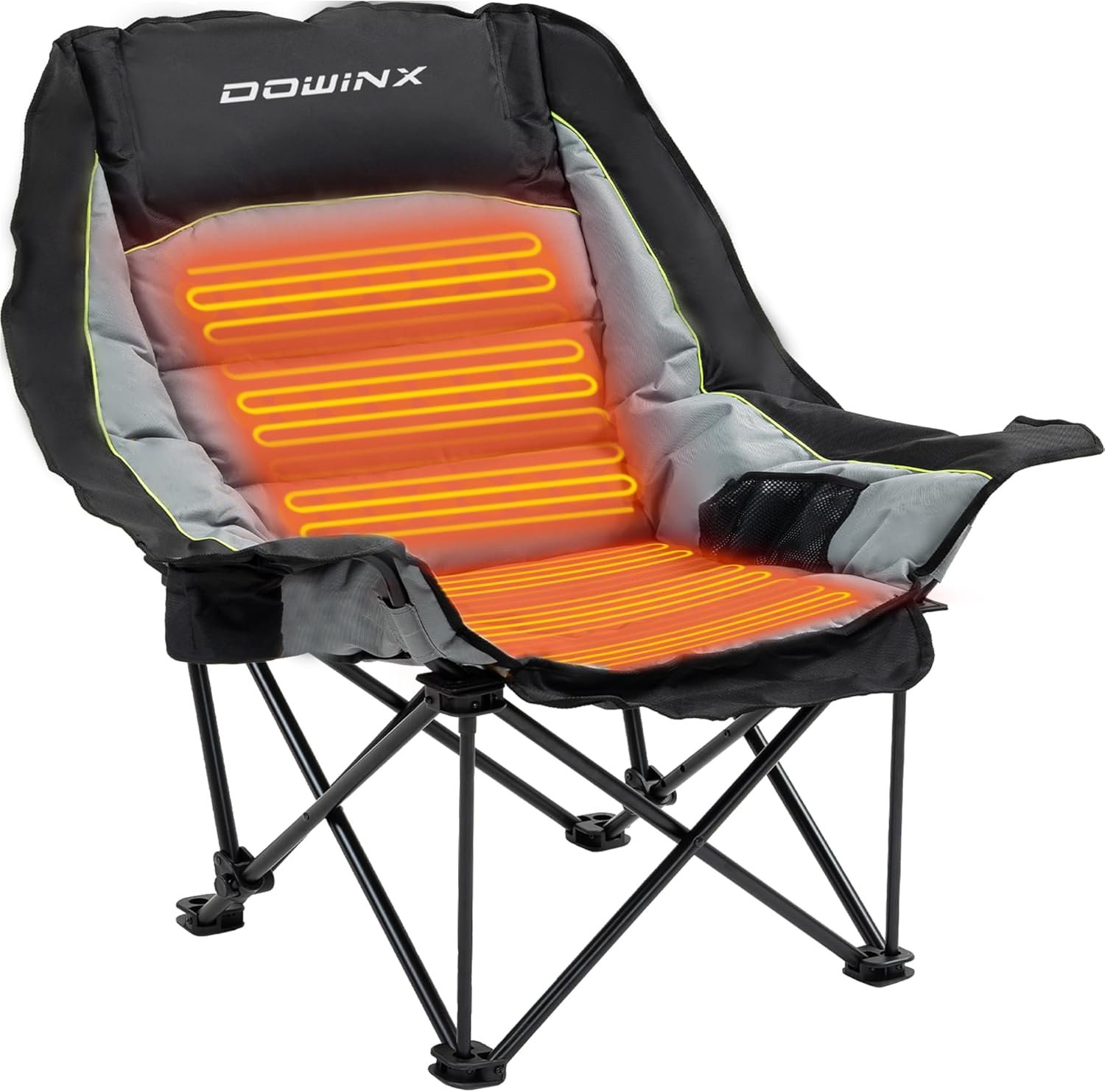 Dowinx Oversized Extra Large Heated Camping Chair for Adults, Lawn Chairs, Foldi...