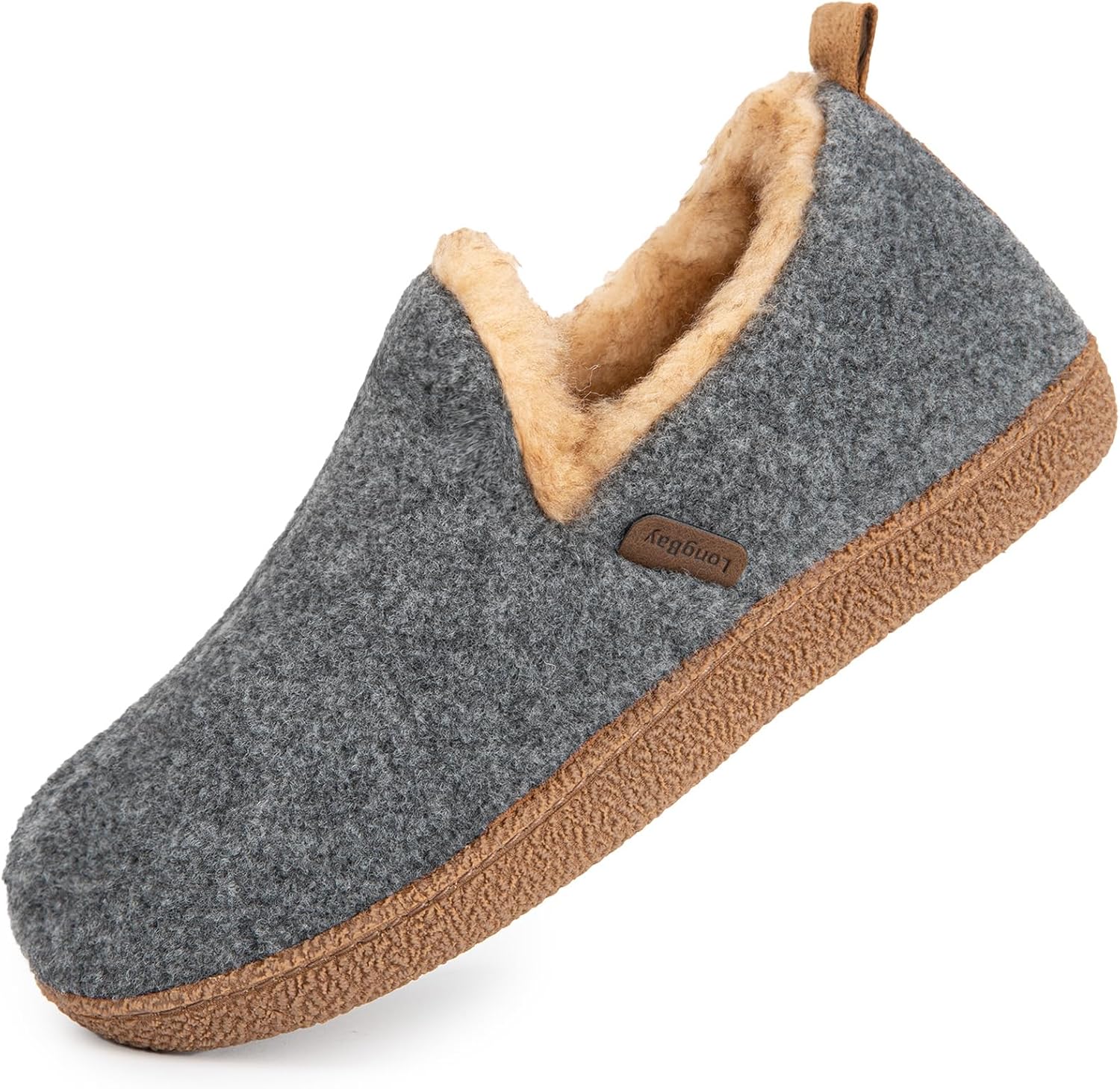 LongBay Women's Felt Bootie Slippers Warm Cozy Memory Foam Slipper Boots with Po...