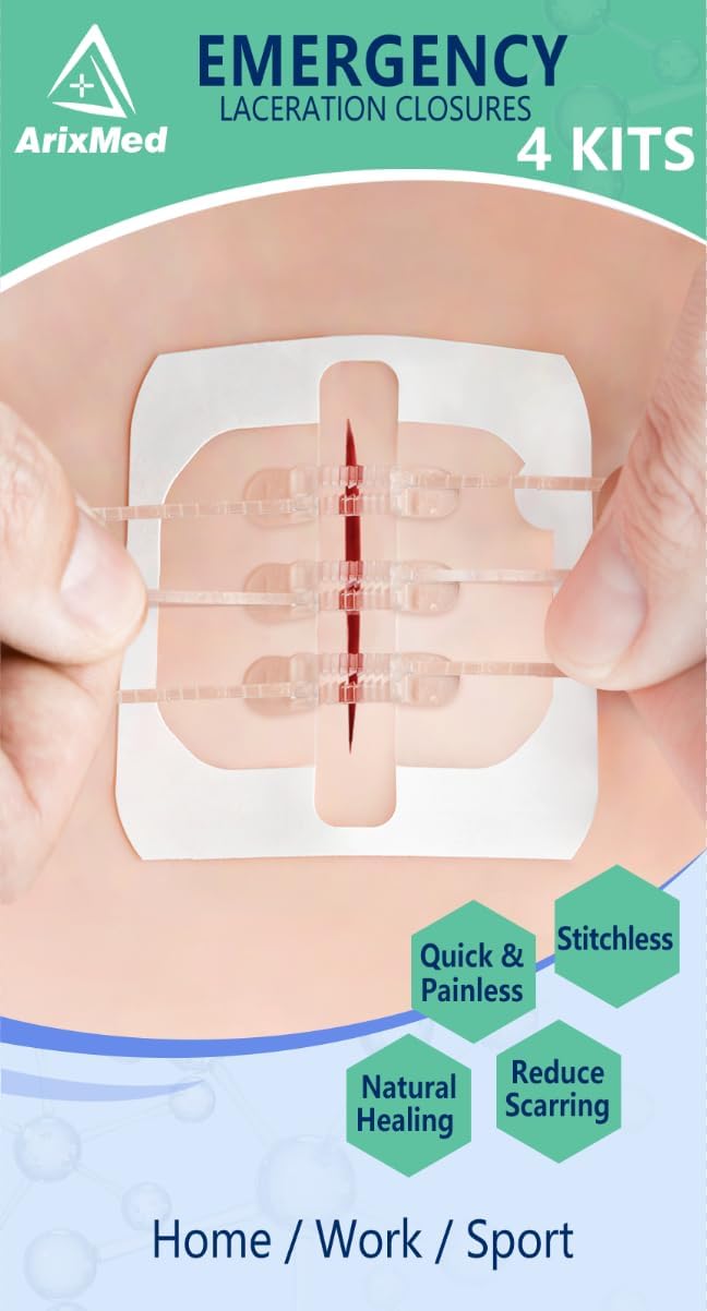 Emergency Laceration Closures, Zip Sutures Butterfly Bandaids Kit (4 Set), Repai...