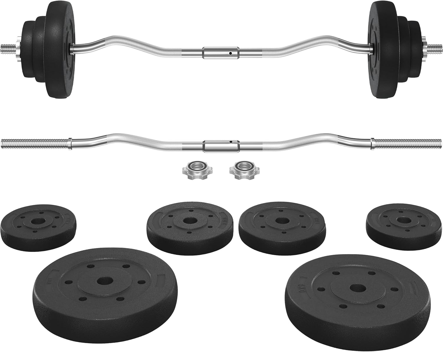 Yaheetech Barbell Weight Set - Olympic Curl Bar & 6 Olympic Weights & 2 Olympic...