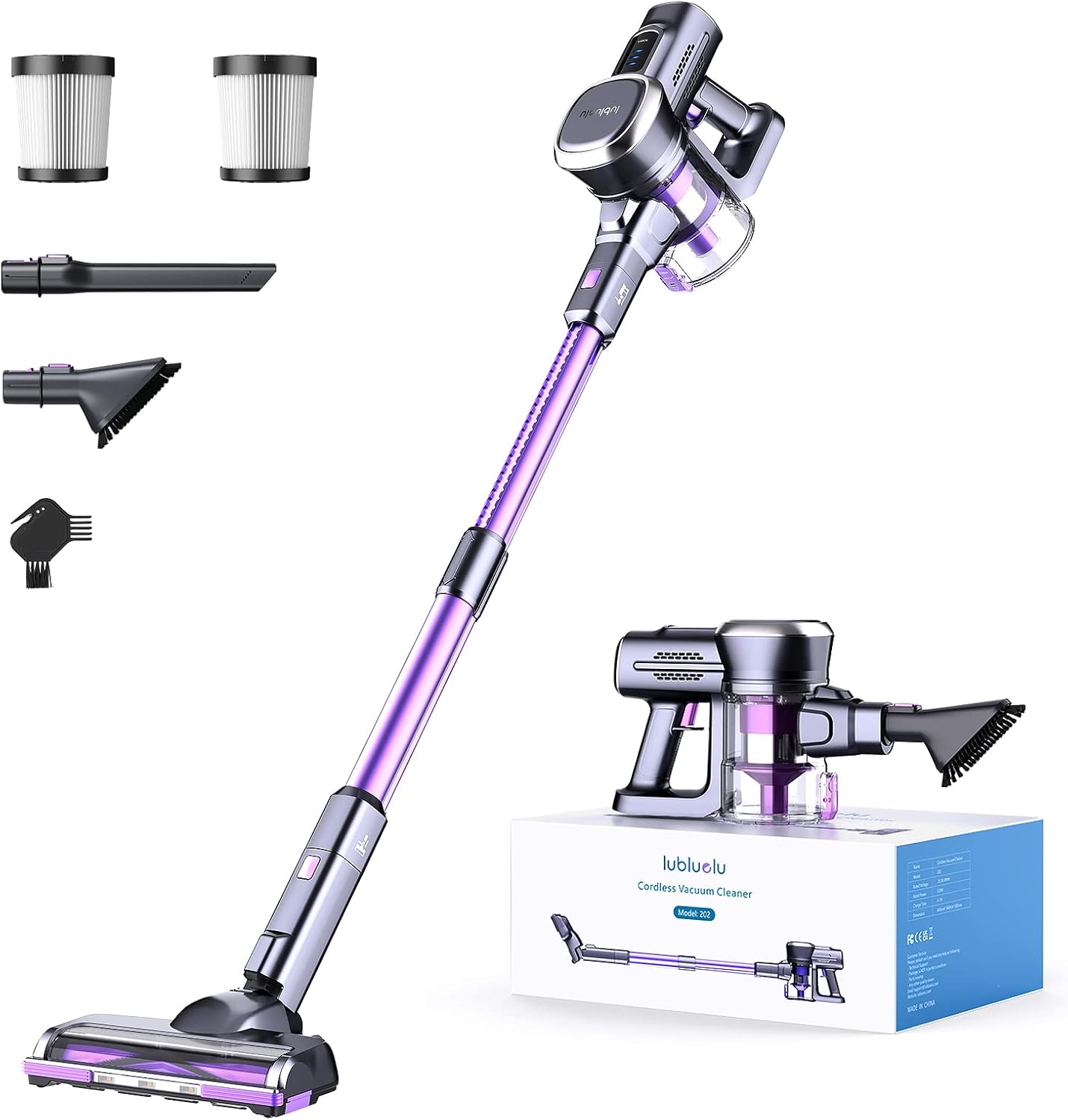 Lubluelu Cordless Vacuum Cleaner,25000Pa Cordless Stick Vacuum with 235W Brushle...