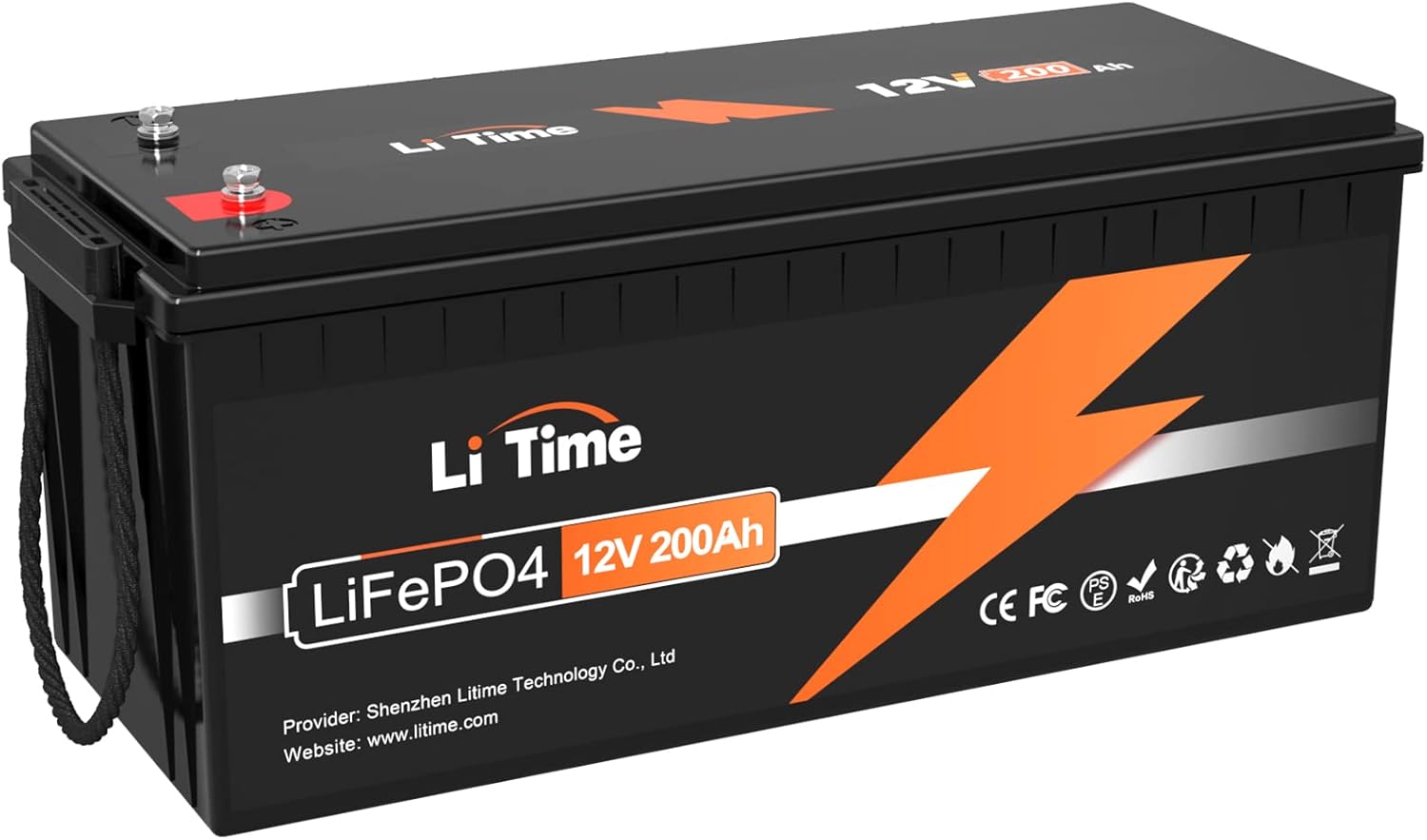 LiTime 12V 200Ah LiFePO4 Lithium Battery with 2560Wh Energy Max. 1280W Load Powe...