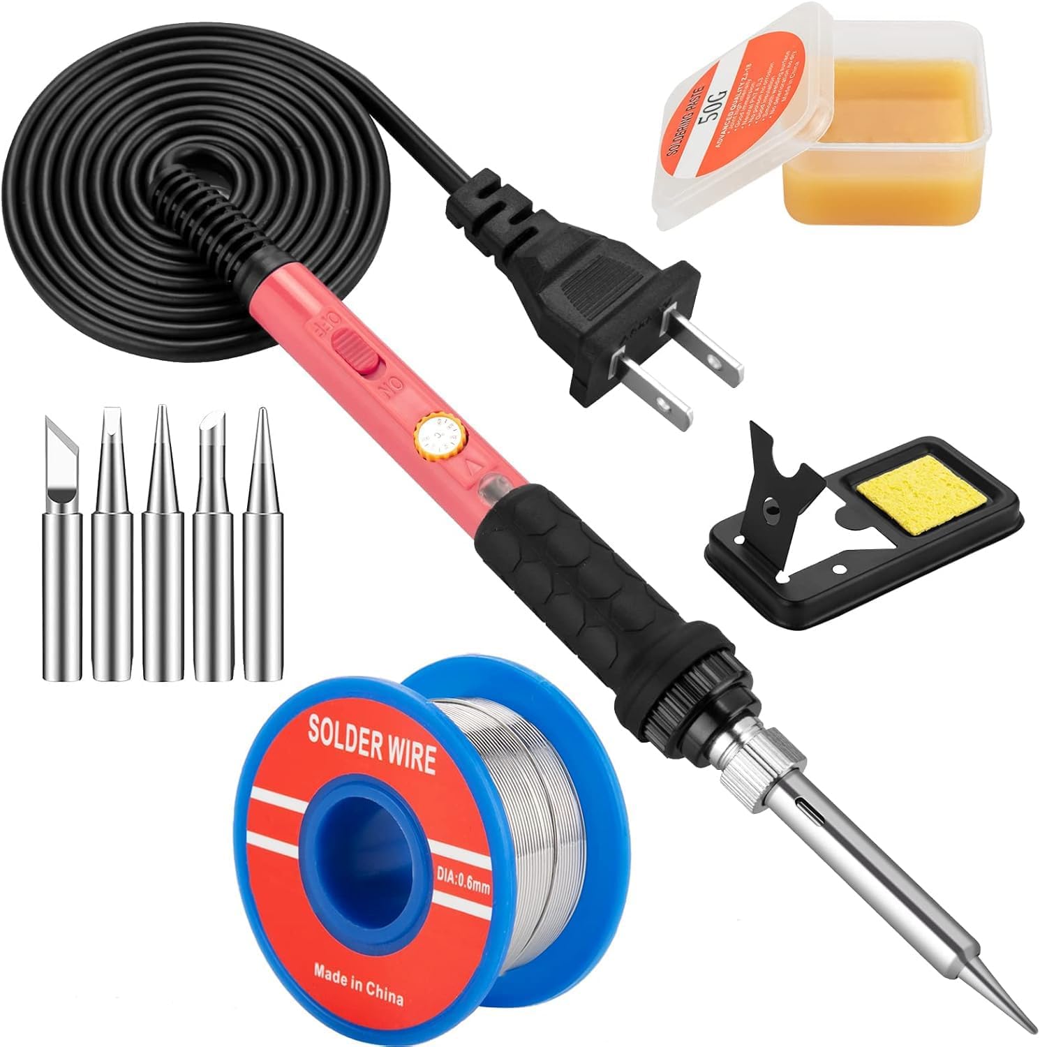 Soldering Iron Kit, 60W Soldering Iron with 5pc Interchangeable Tips, 10-in-1 Ad...
