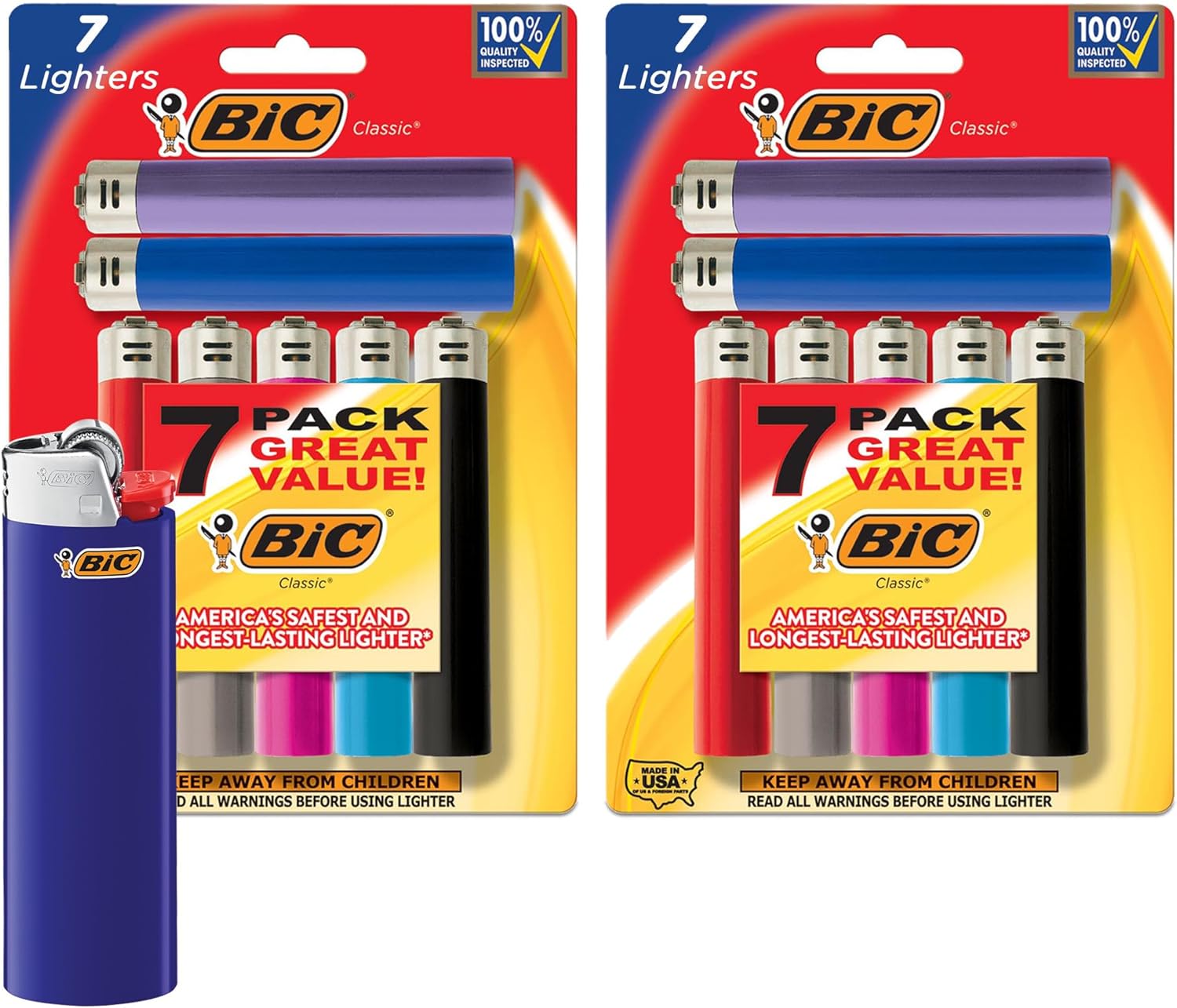 BIC Maxi Pocket Lighter, Classic Collection, Assorted Unique Lighter Colors, 14...