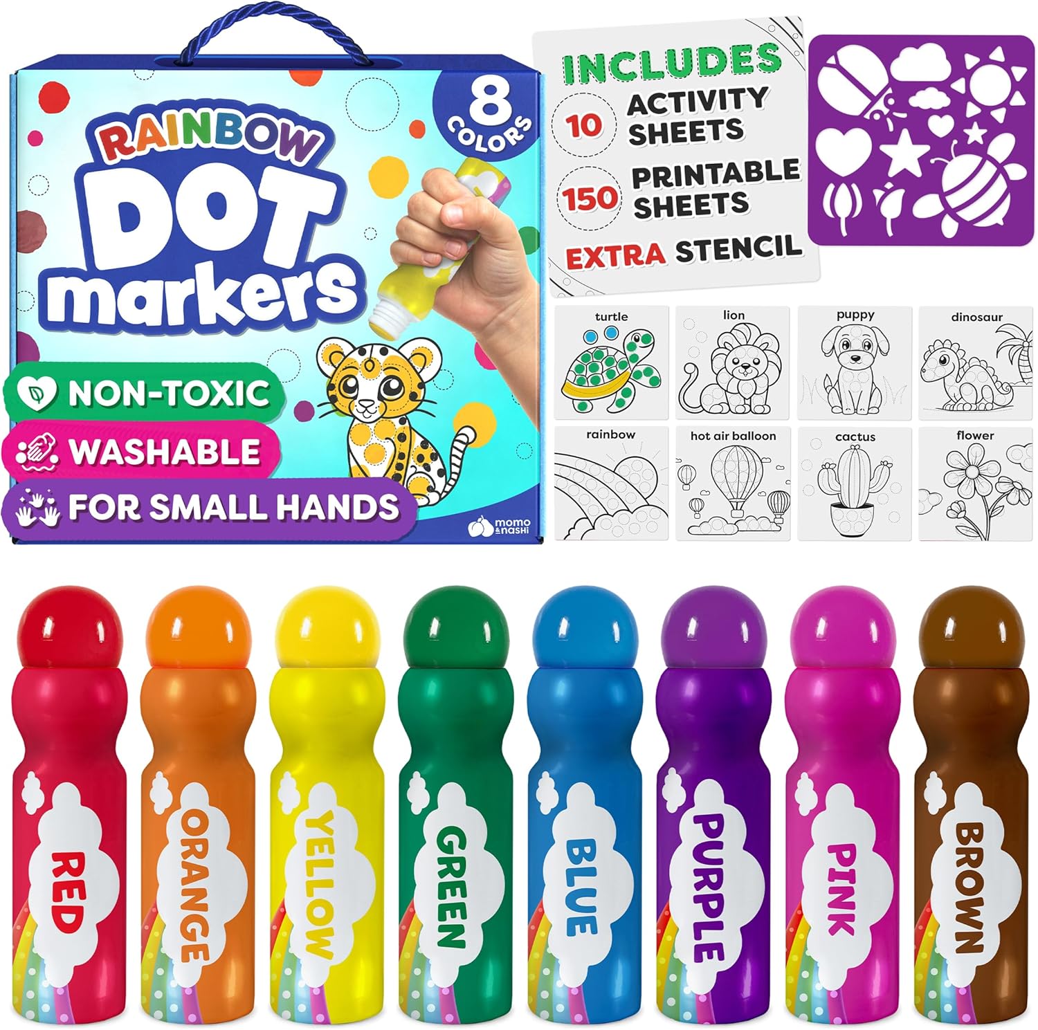 Dot Markers For Toddlers 1-3 - Dot Art Paints Washable For Kids - Includes Print...