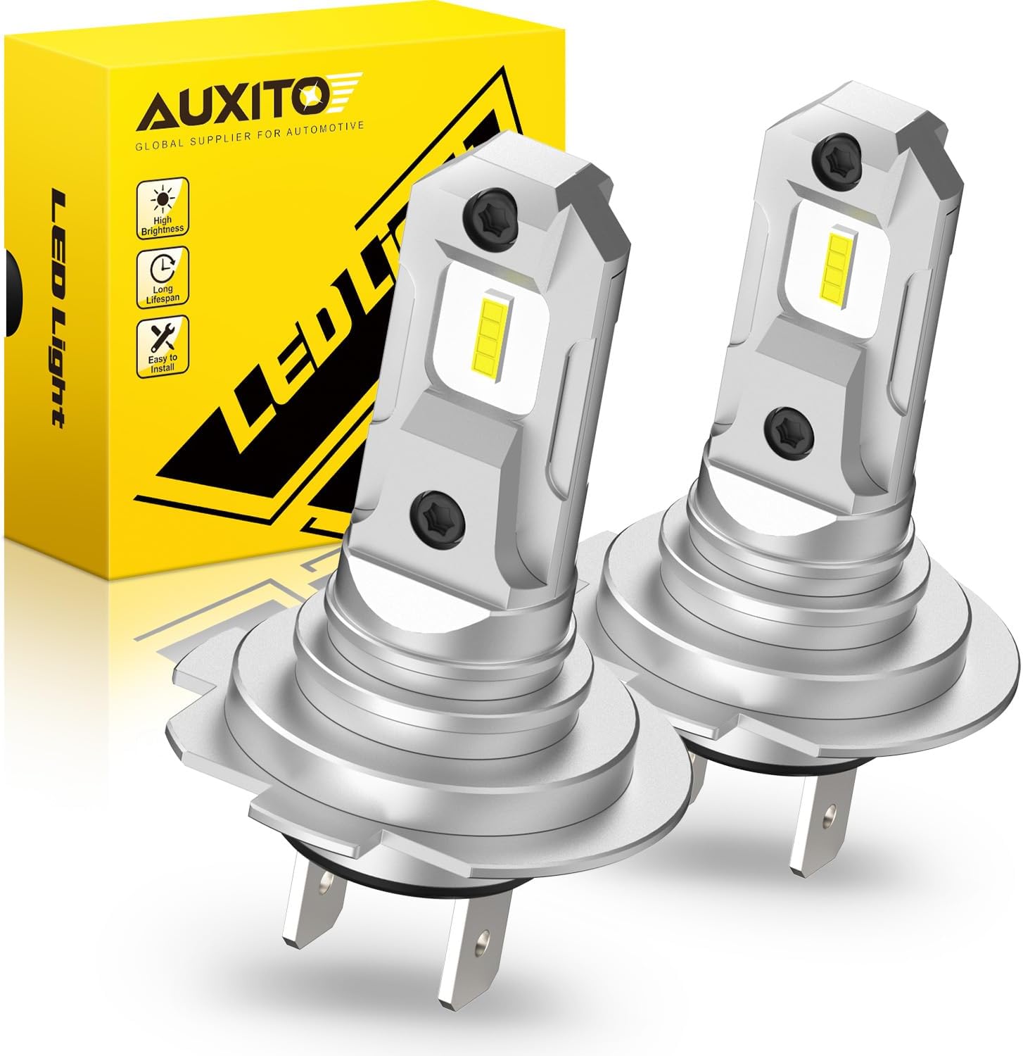 AUXITO Upgraded 2025 H7 h7ll LED Light Bulbs, 6500K White Super Bright, 1:1 Halo...