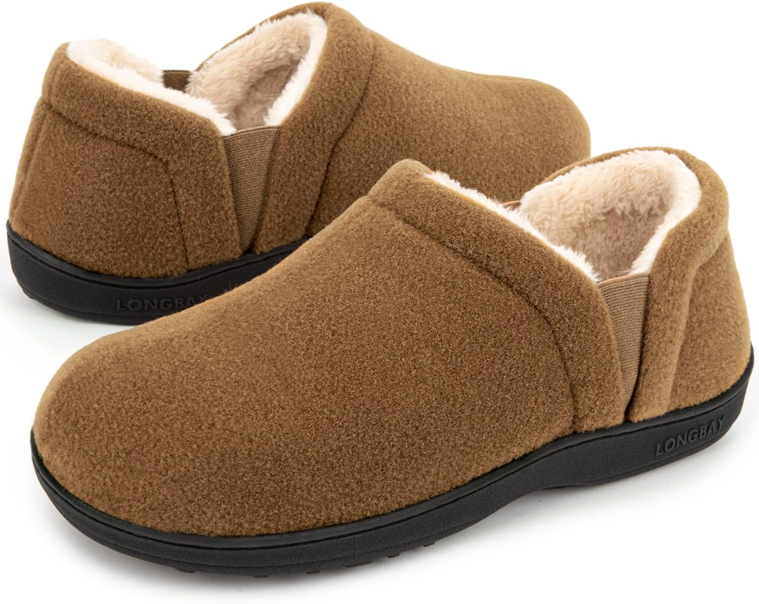 LongBay Men's Slippers Warm Bedroom House Shoes Slip-On Memory Foam Winter House...