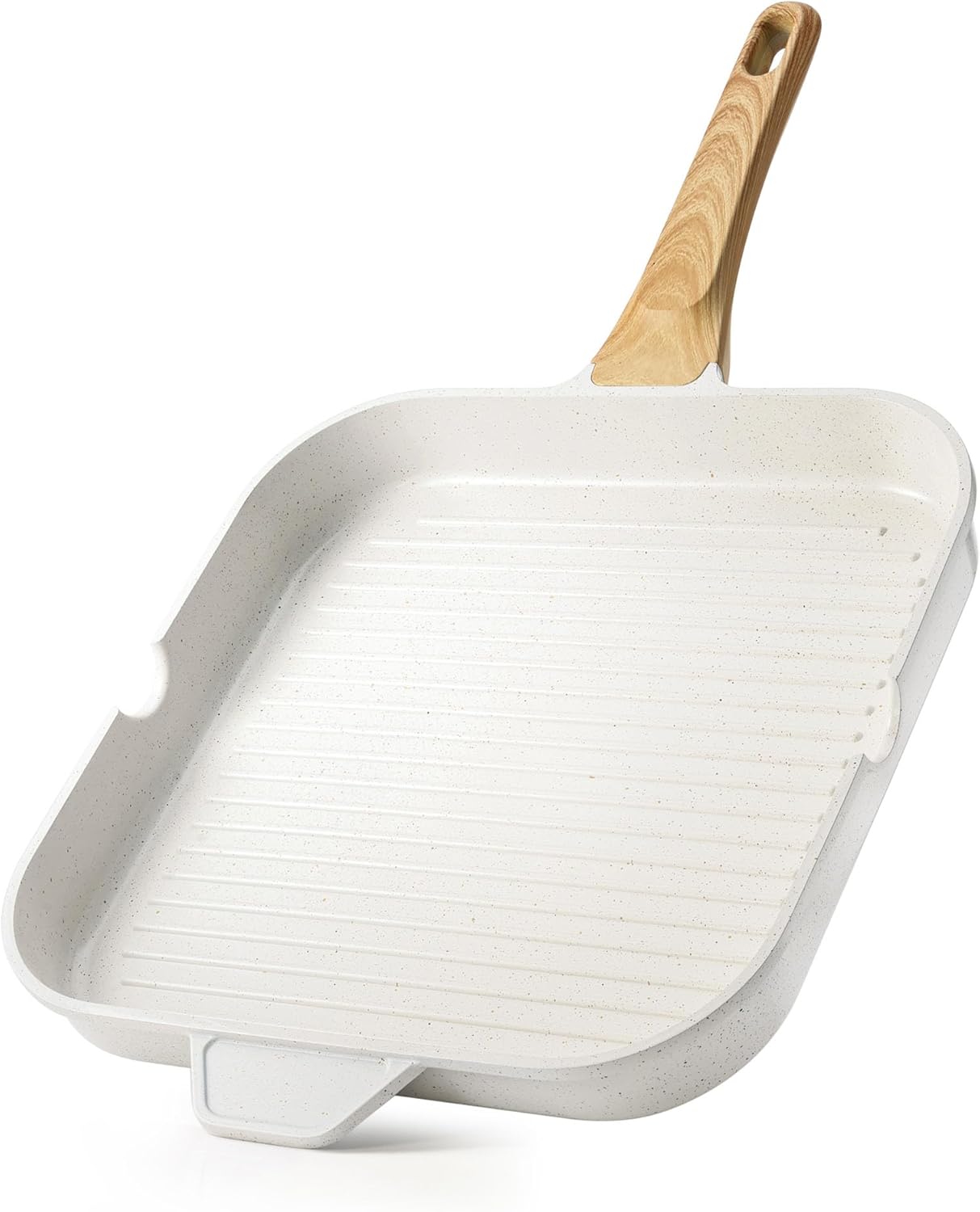 SENSARTE Nonstick Ceramic Grill Pan for Stove Tops, Square Grilling Pan with Pou...
