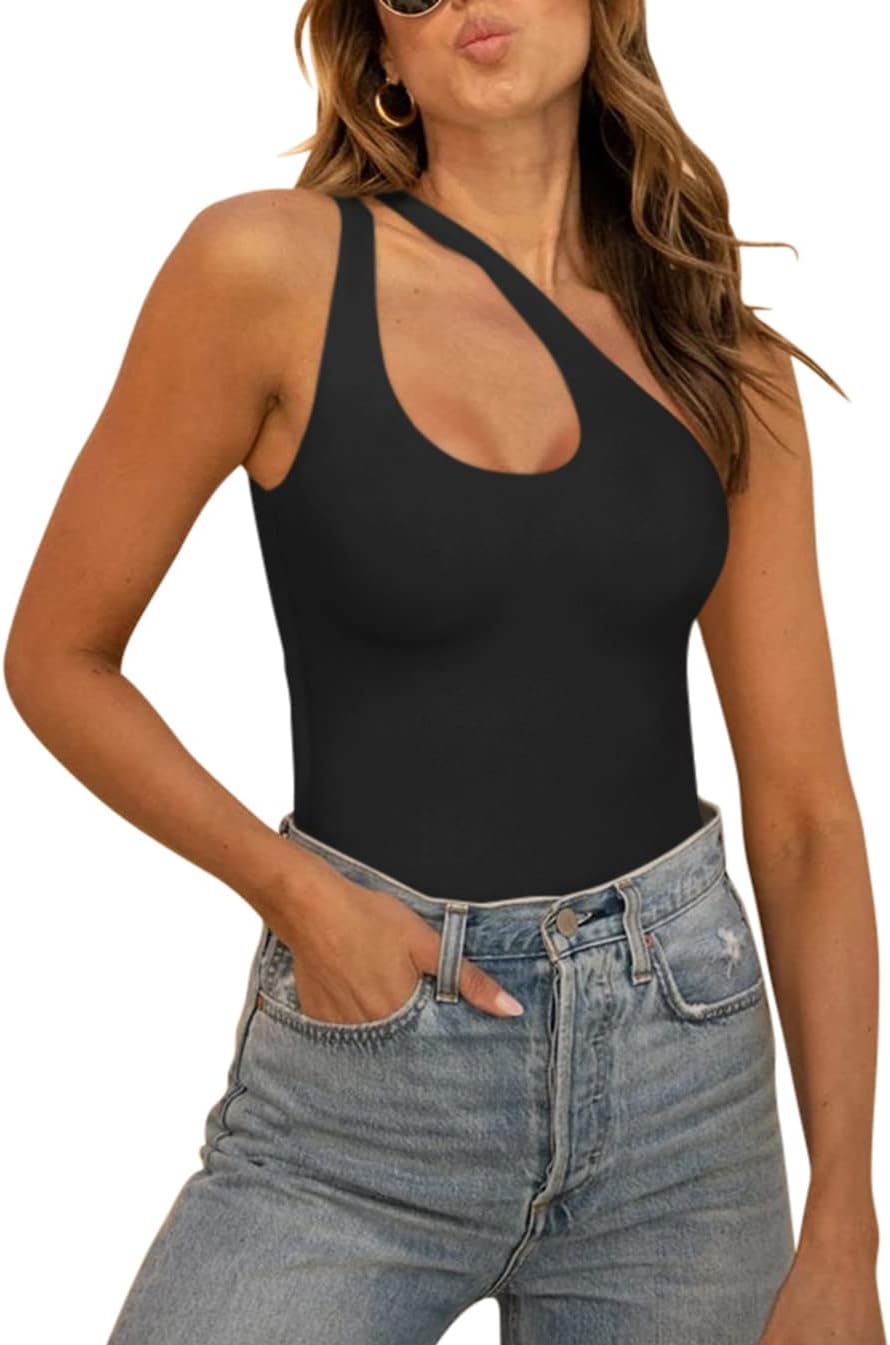 REORIA Butsmooth® Women's Trendy Sexy Plunge One Shoulder Sleeveless V Backless...