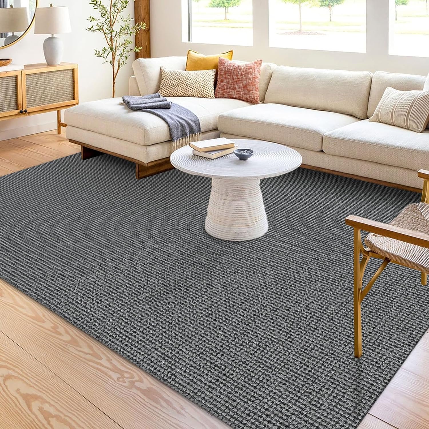 KOZYFLY Boho Rugs for Living Room 6X9 ft Washable Area Rug for Bedroom Rubber Ba...