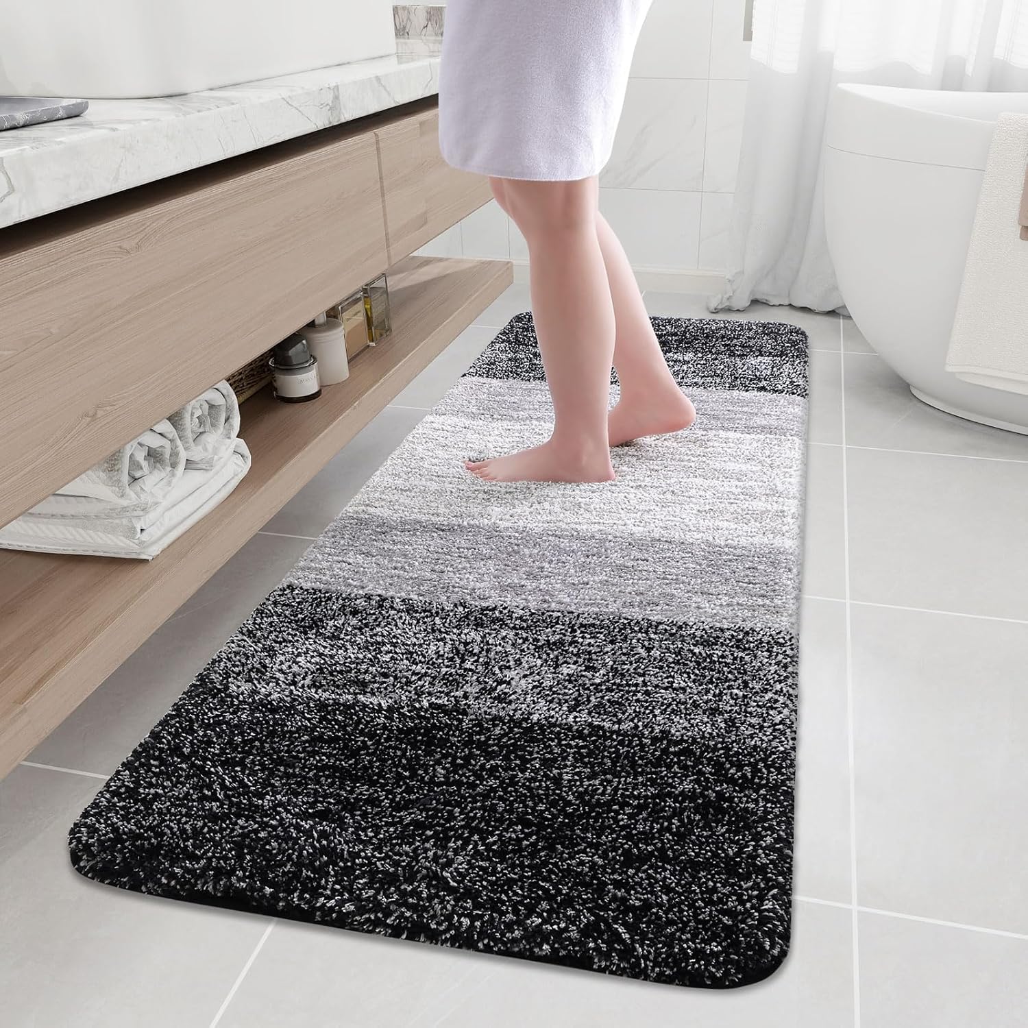 Arotive Microfiber Bathroom Rugs, Shaggy Soft and Absorbent Bath Rug, Non-Slip,...